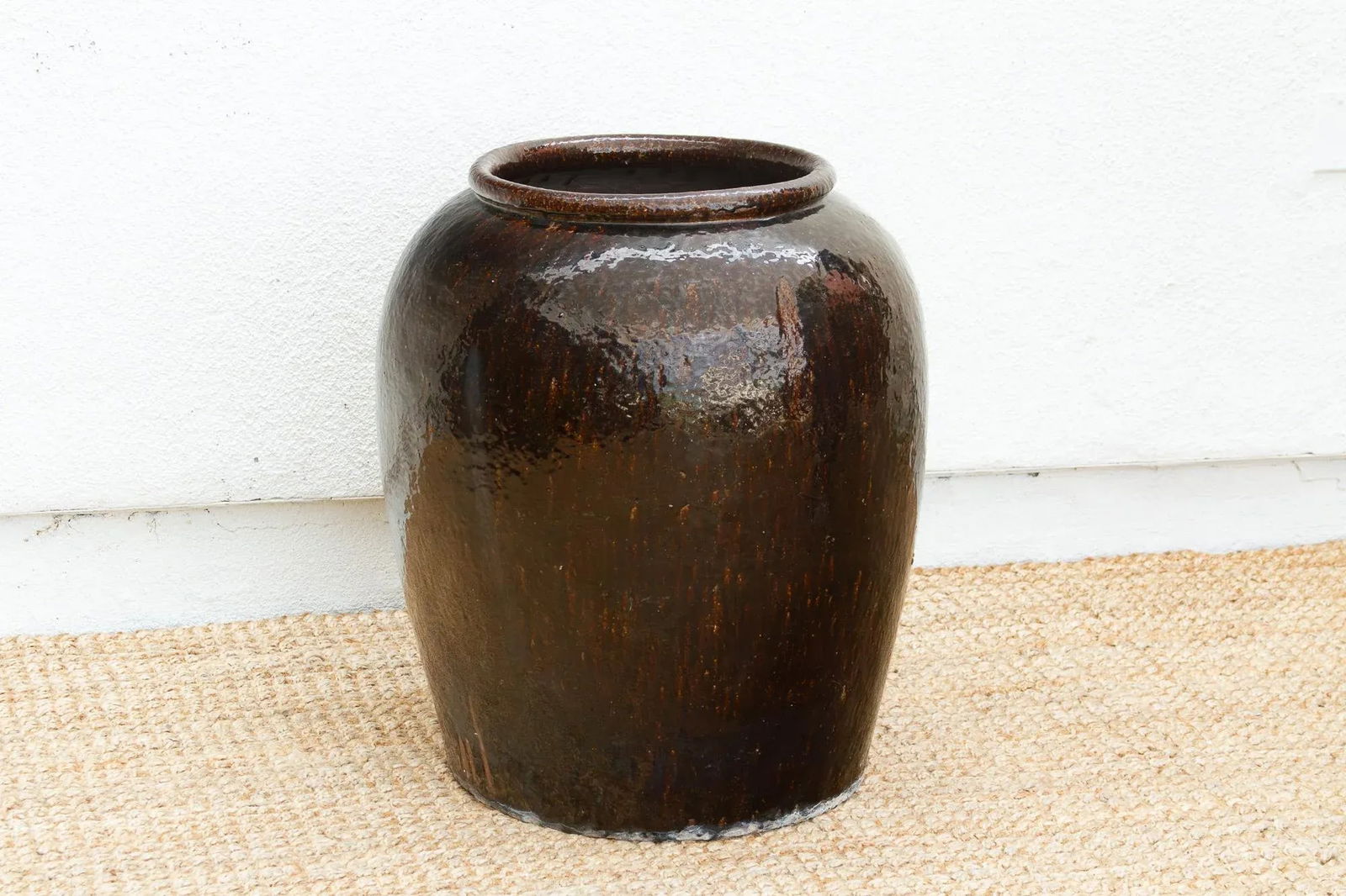 Antique Asian Martaban Planter With Cacao Brown Patina - 4