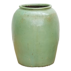 30" Tall Antique Asian Glazed Planter