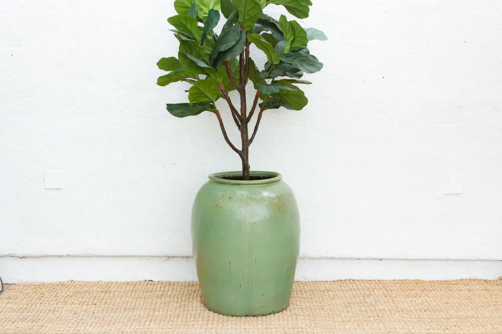 30" Tall Antique Asian Glazed Planter - 2