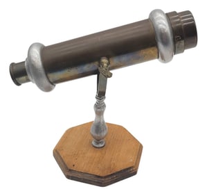 Mid Century Italian Kaleidoscope With Victorian Style Mount and Octagonal Wood Base