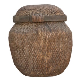 Handwoven Village Lidded Basket