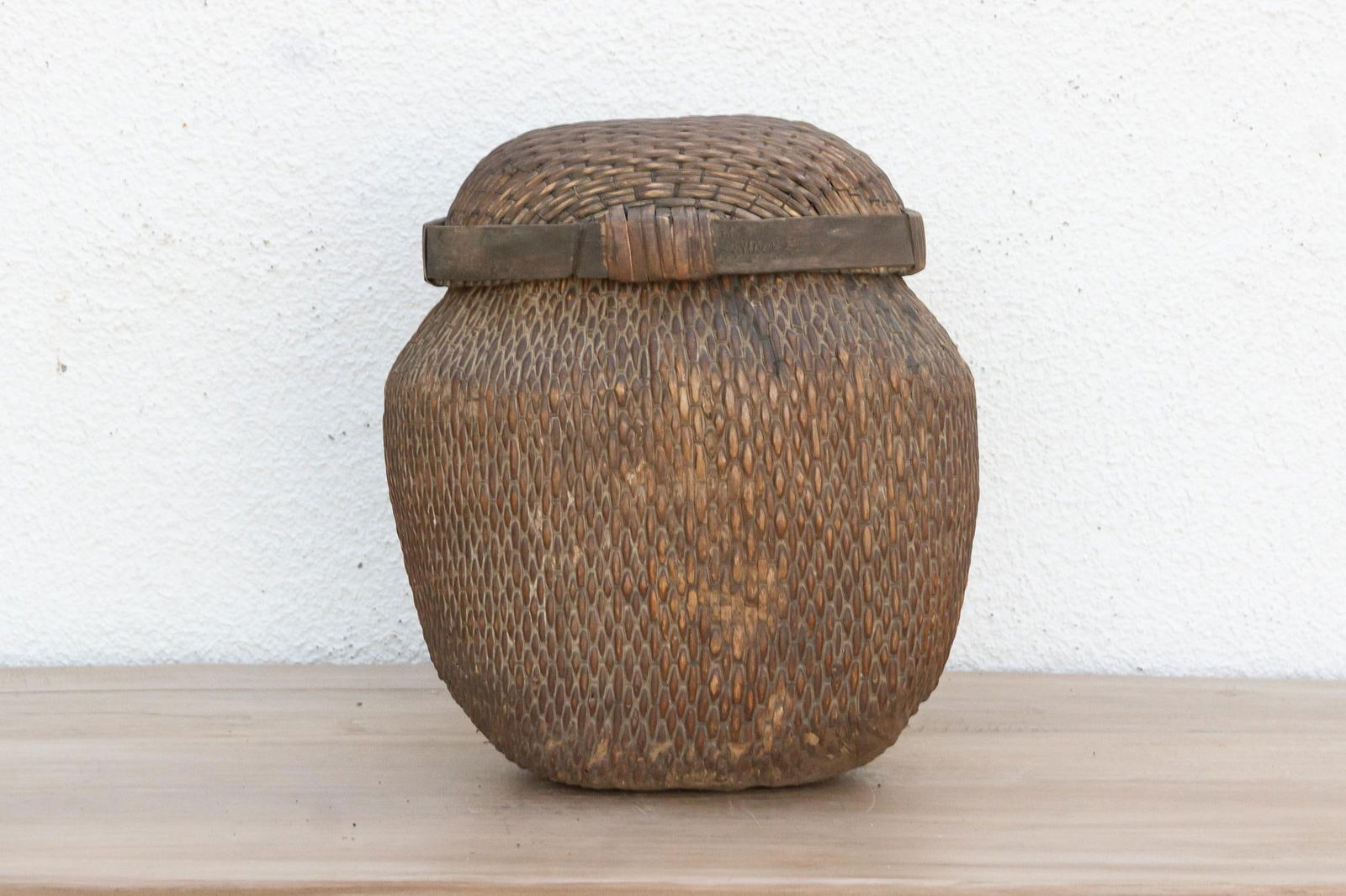 Handwoven Village Lidded Basket - 3