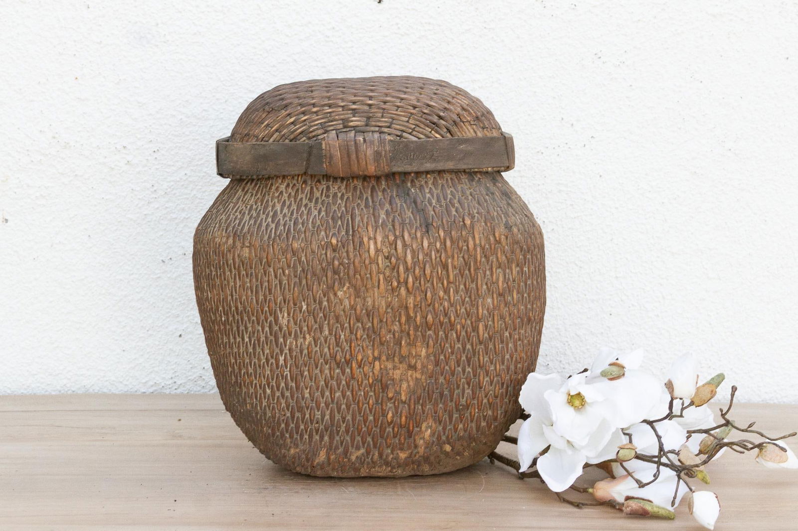 Handwoven Village Lidded Basket - 8
