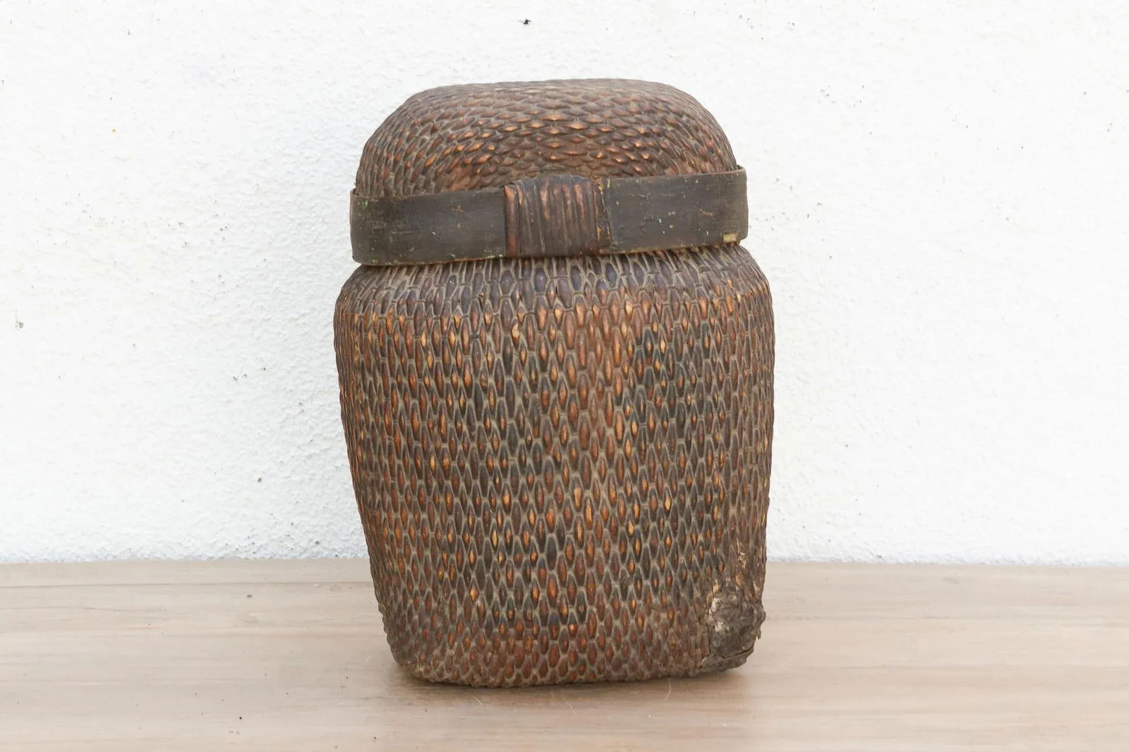 Antique Rustic Charming Woven Basket - 3