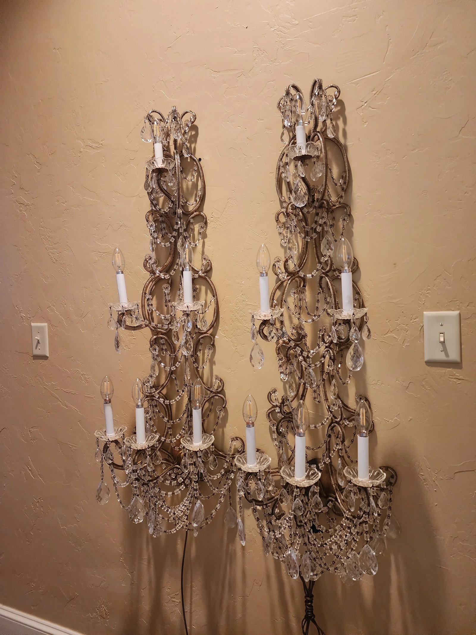 Extra Long Italian Beaded Sconces - 10