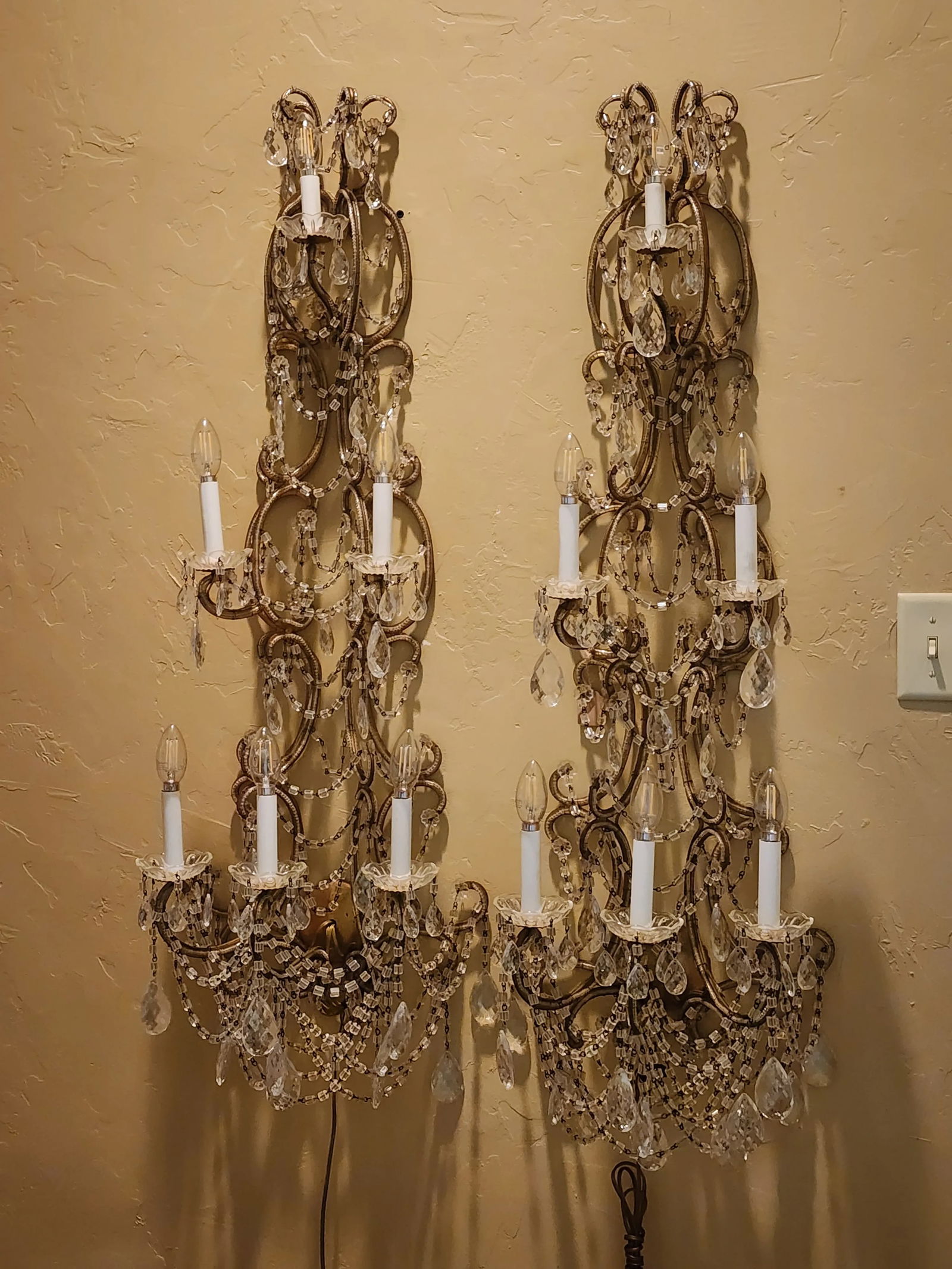 Extra Long Italian Beaded Sconces - 2