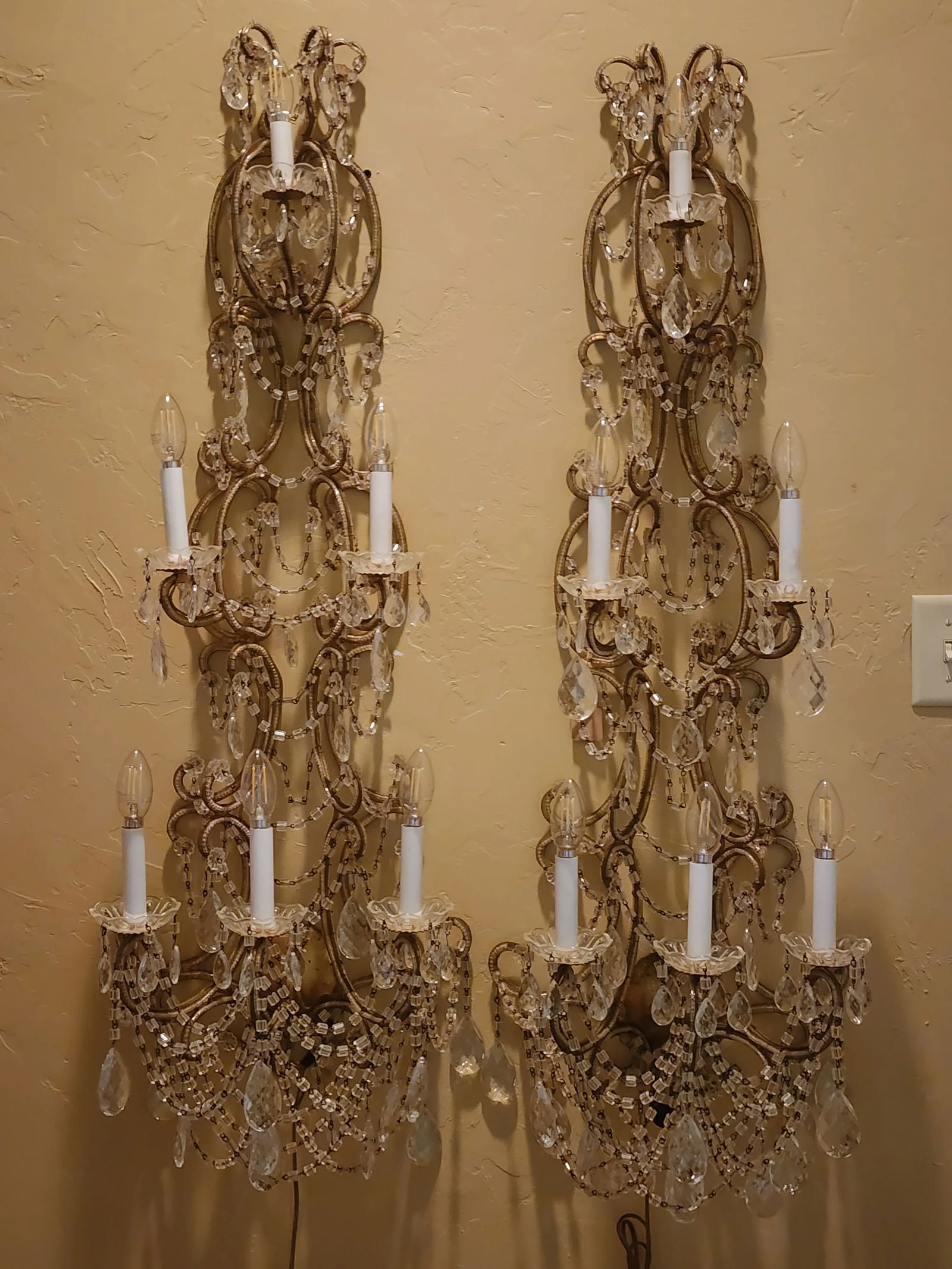 Extra Long Italian Beaded Sconces - 4