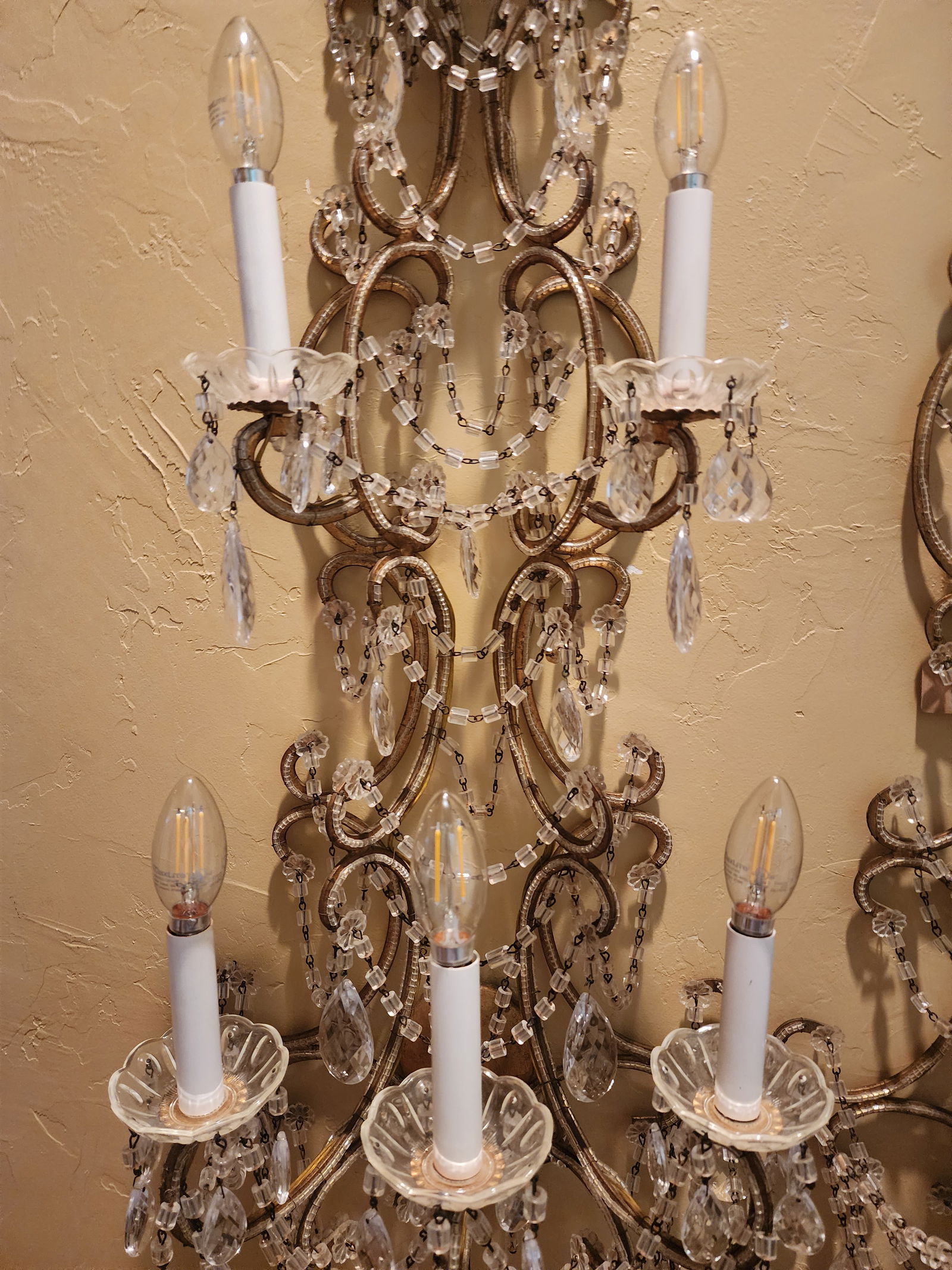 Extra Long Italian Beaded Sconces - 6