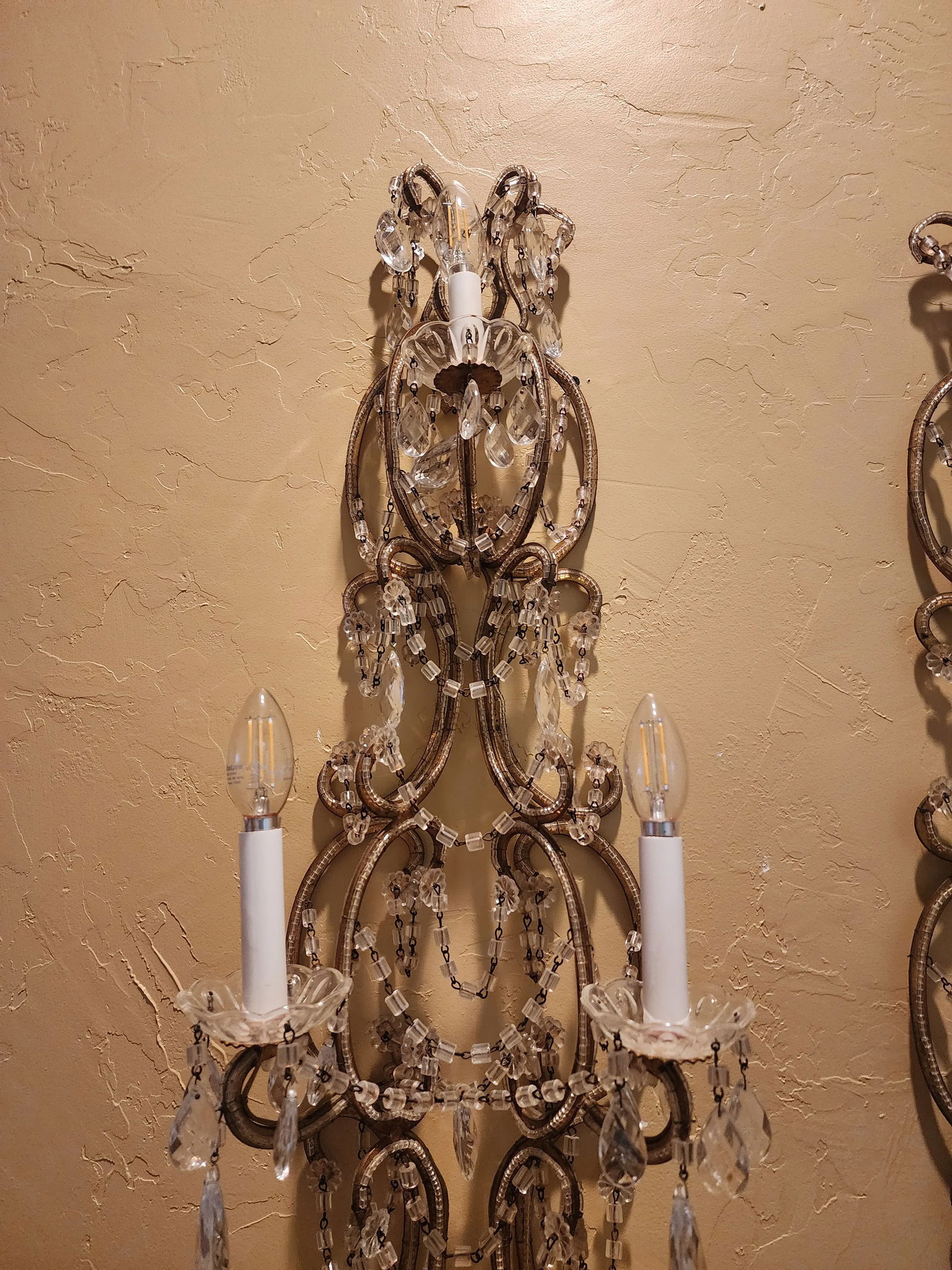 Extra Long Italian Beaded Sconces - 8