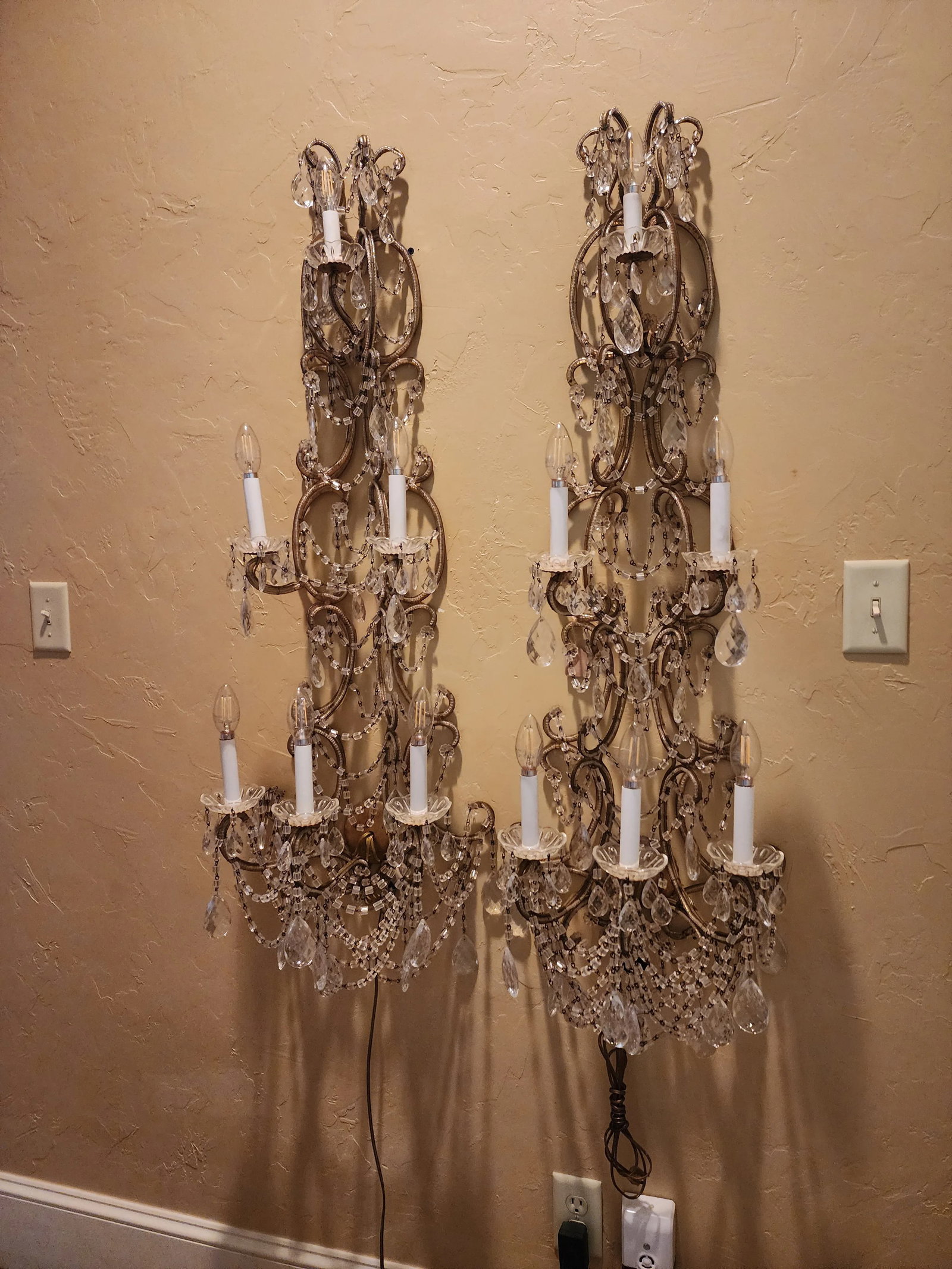 Extra Long Italian Beaded Sconces - 9