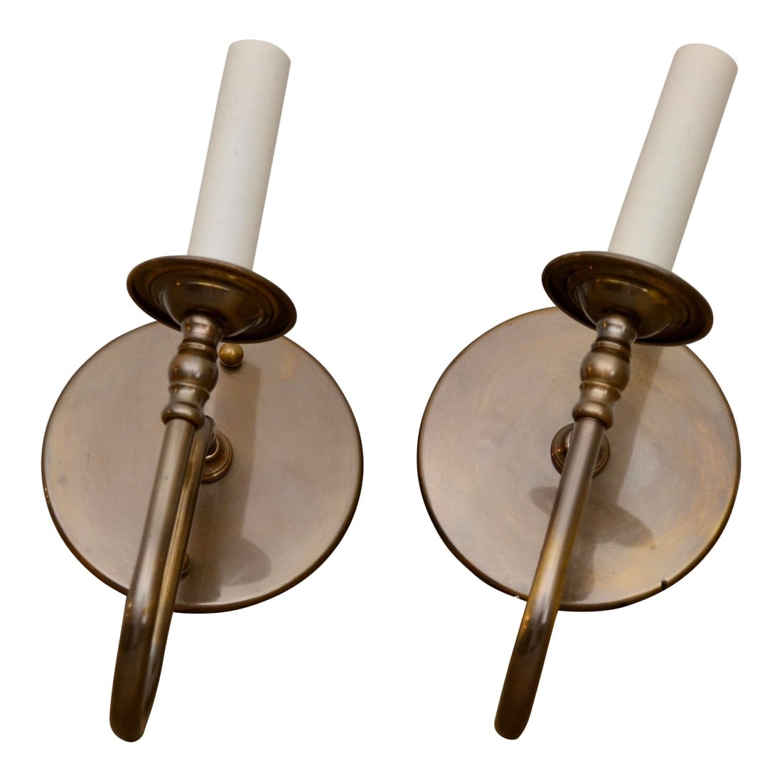 Custom Brass Curved Arm Electrified Candelabra Sconces - A Pair (1 of 4)