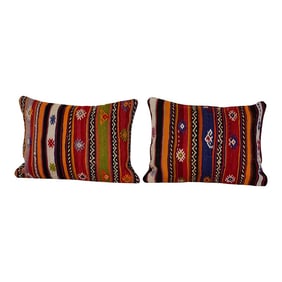 Striped Turkish Kilim Pillow Cover - A Pair