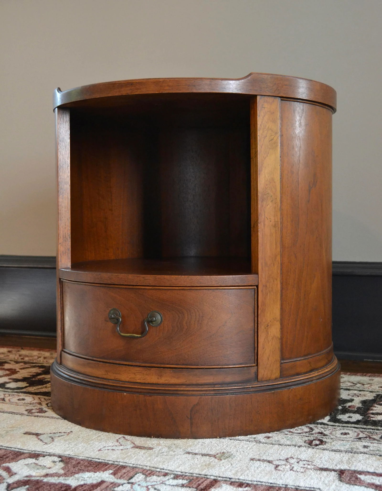 Mid Century Milling Road by Baker Round End Table With Drawer - 2