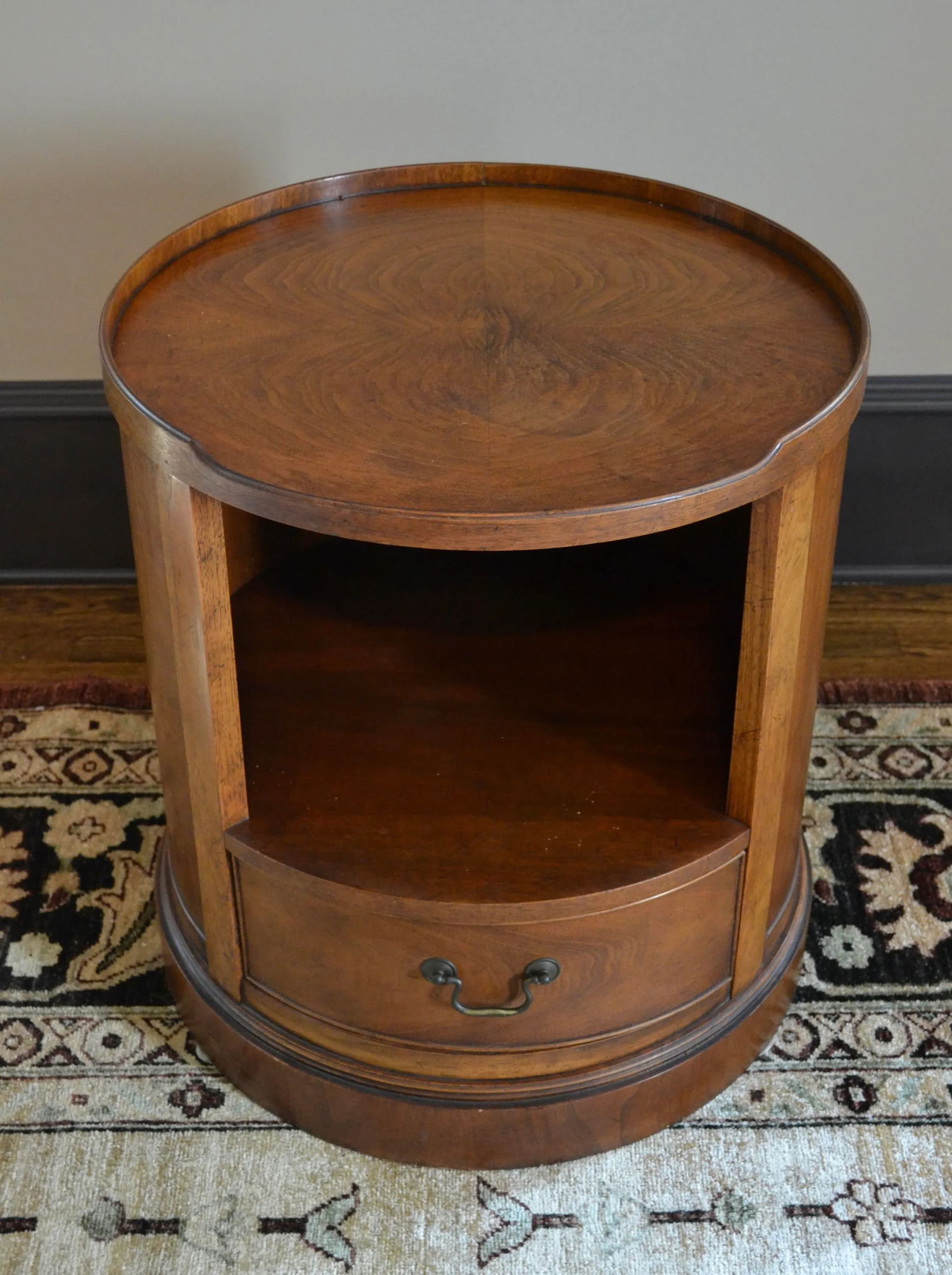 Mid Century Milling Road by Baker Round End Table With Drawer - 3