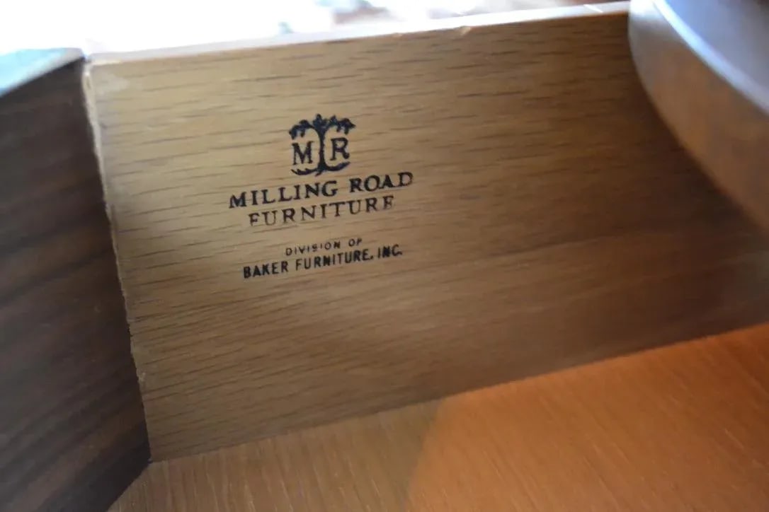 Mid Century Milling Road by Baker Round End Table With Drawer - 5