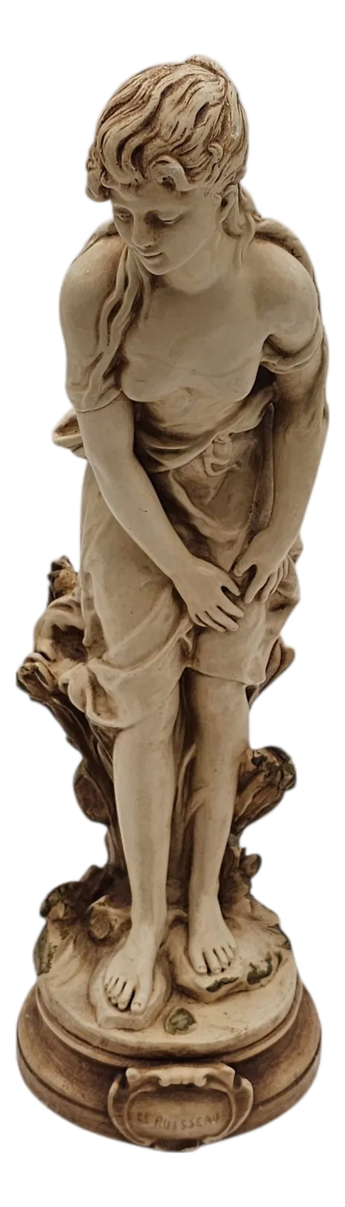 Le Ruisseau-Inspired Chalkware Statue of Girl by Alexander Backer Co. In the Style of Hippolyte More (1 of 14)