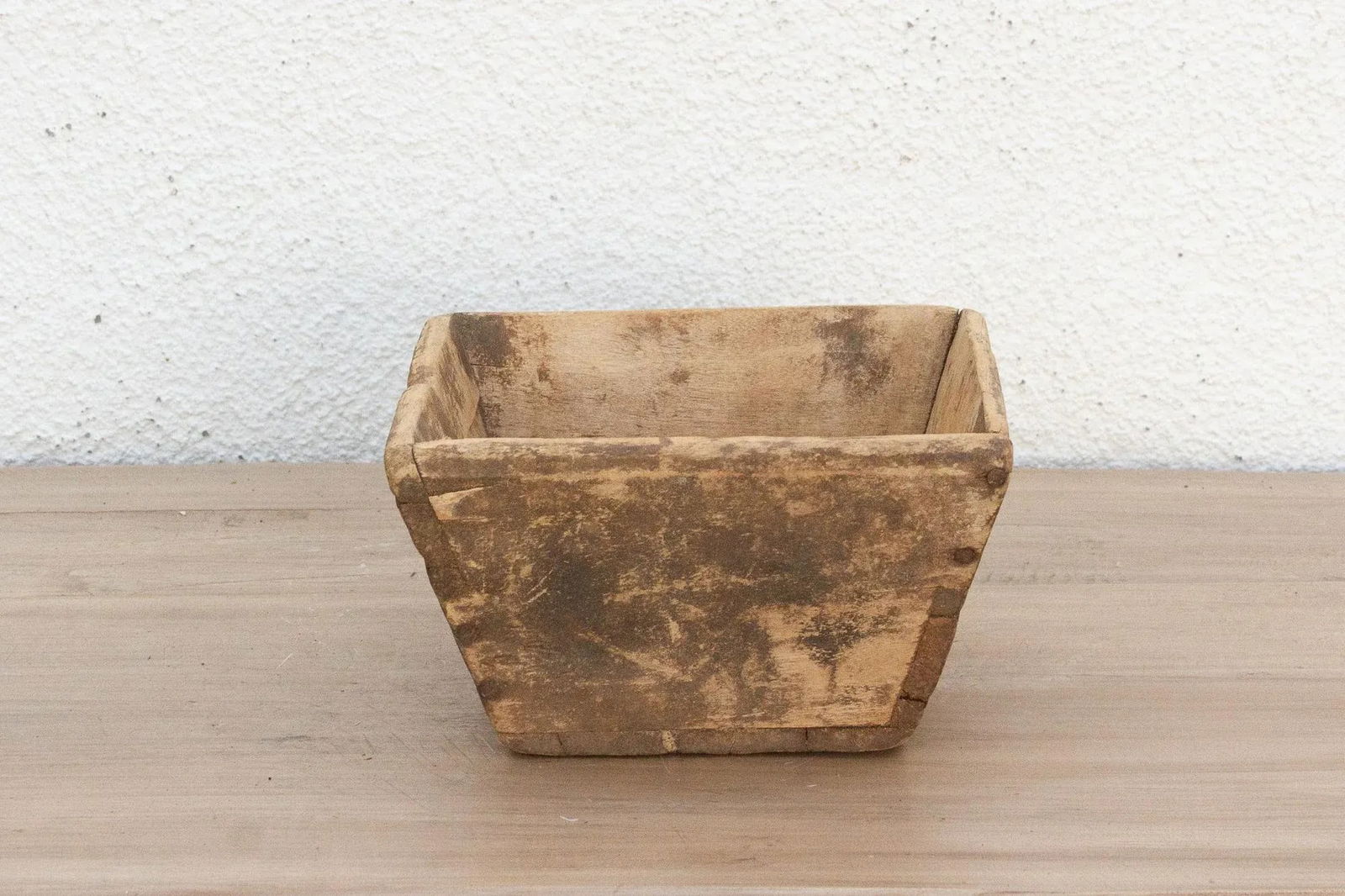 Charming Wood Basket W/Aged Patina - 3