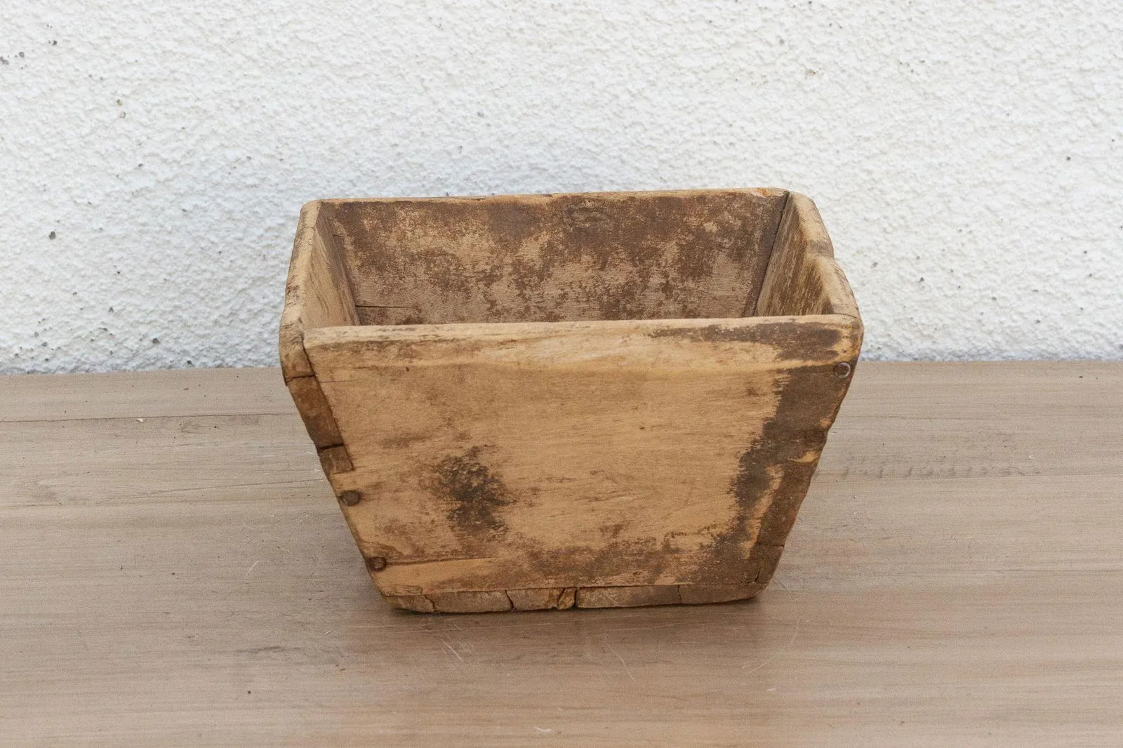 Charming Wood Basket W/Aged Patina - 4