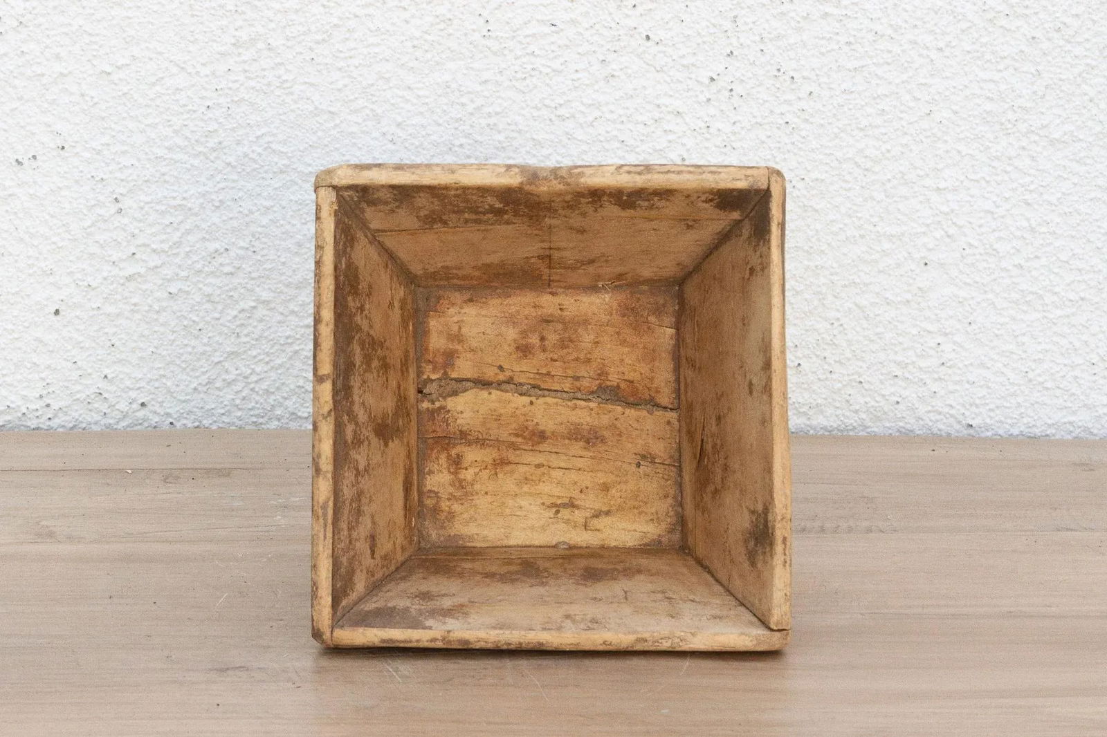 Charming Wood Basket W/Aged Patina - 5