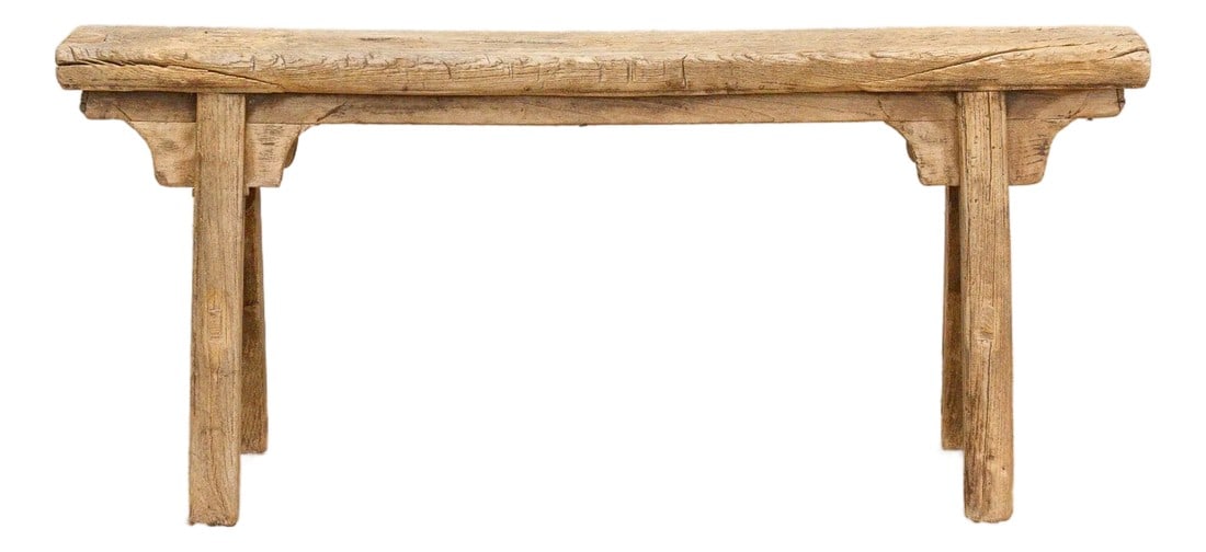 Vintage Asian Farmhouse Slim Bench: A piece that exudes character and timeless rural charm with this delightful slim farmhouse-style bench. This bench is not just a functional seating solution but a captivating addition to your home dec