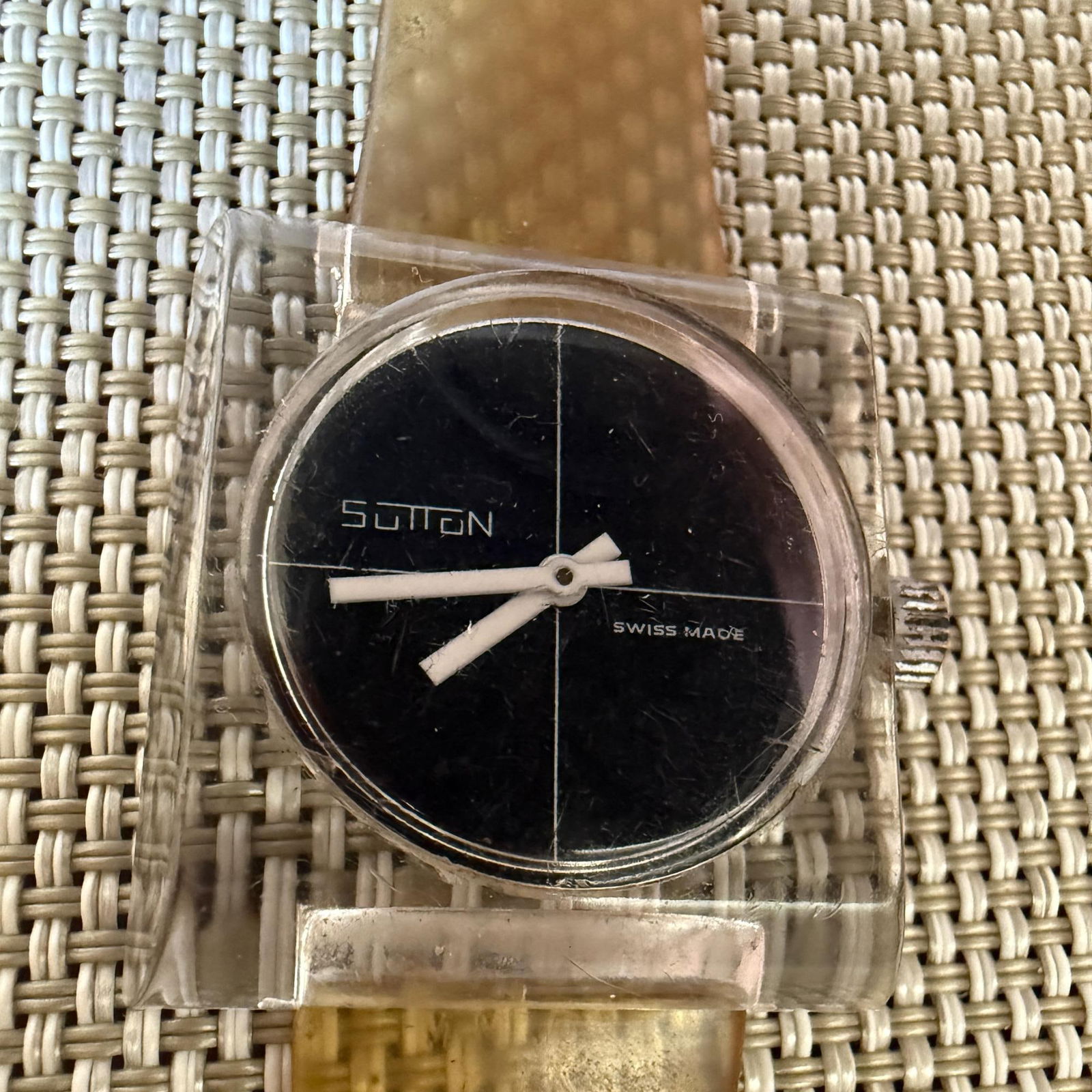 70's Sutton Swiss Square Acrylic Lucite Mechanical Wrist Watch - 15