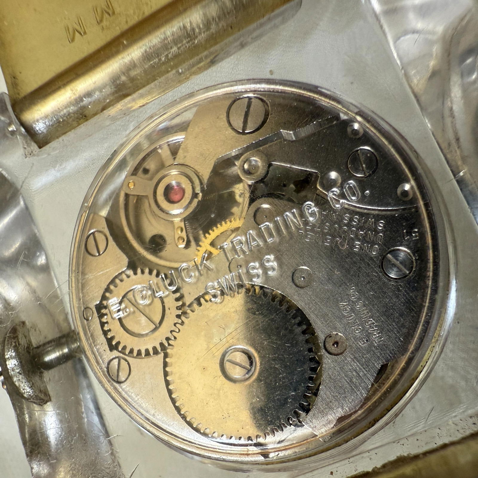 70's Sutton Swiss Square Acrylic Lucite Mechanical Wrist Watch - 17