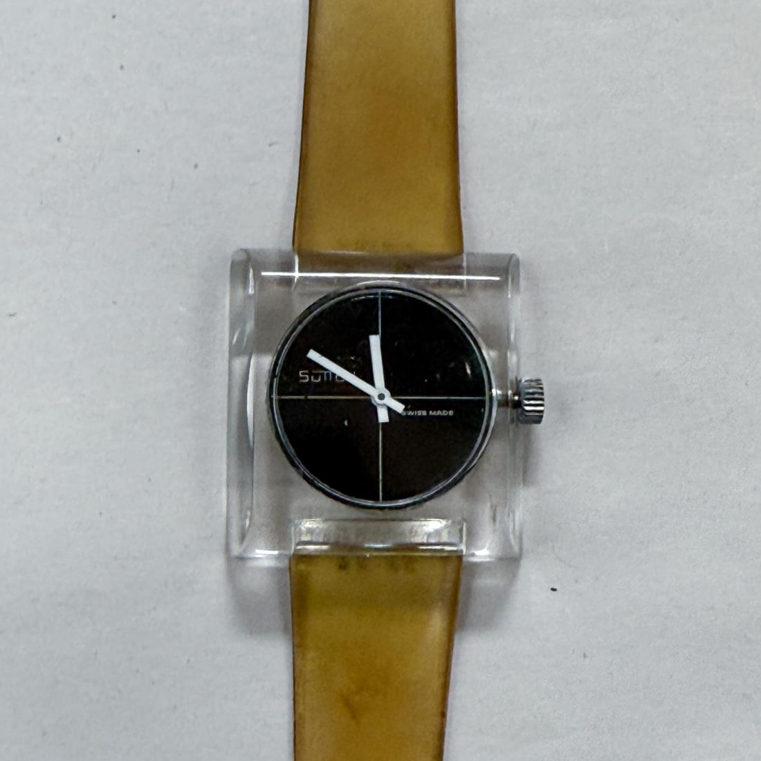 70's Sutton Swiss Square Acrylic Lucite Mechanical Wrist Watch - 3