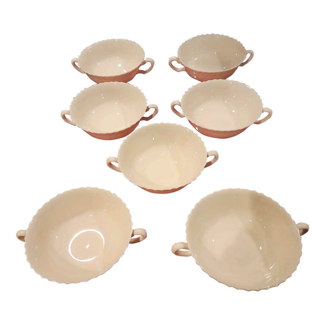 Seven Lenox Gadroon Pattern Soup Bowls: Seven Lenox soup bowls in the Gadroon Pattern off white 1933. Condition: Alterations: Original Condition Unaltered Imperfections: Some Imperfections Condition Notes: Excellent condition Dimensions: He