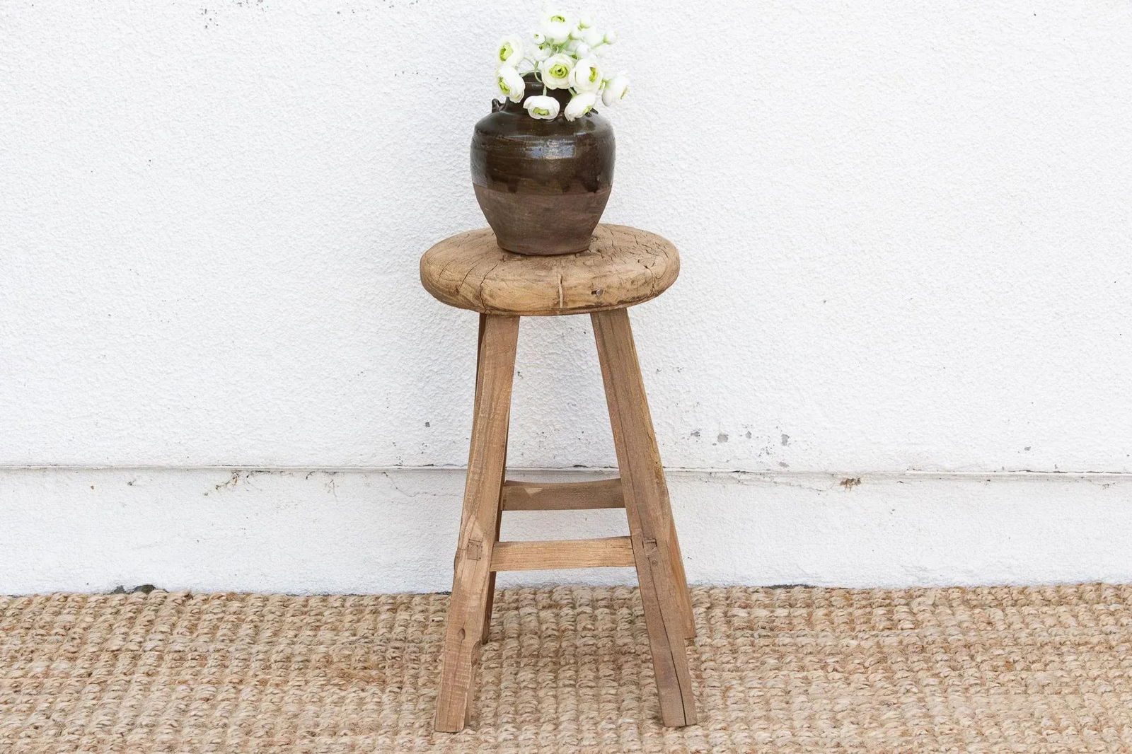 Antique Ocassional Stool With Elm Top - 2