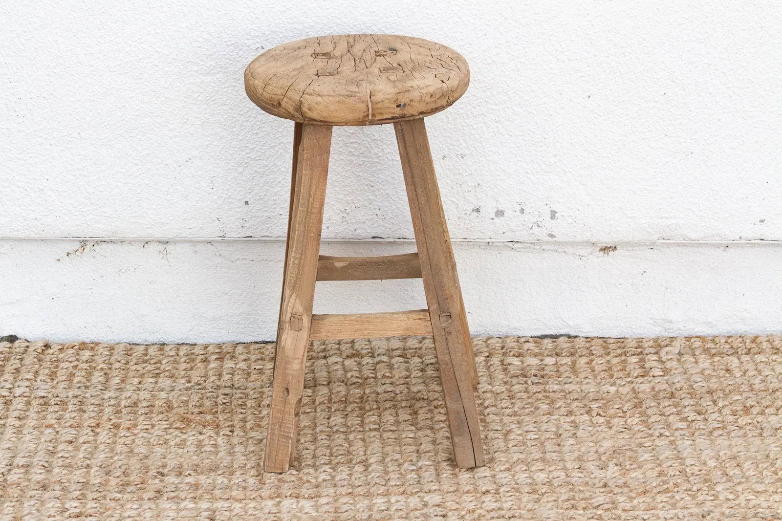 Antique Ocassional Stool With Elm Top - 3