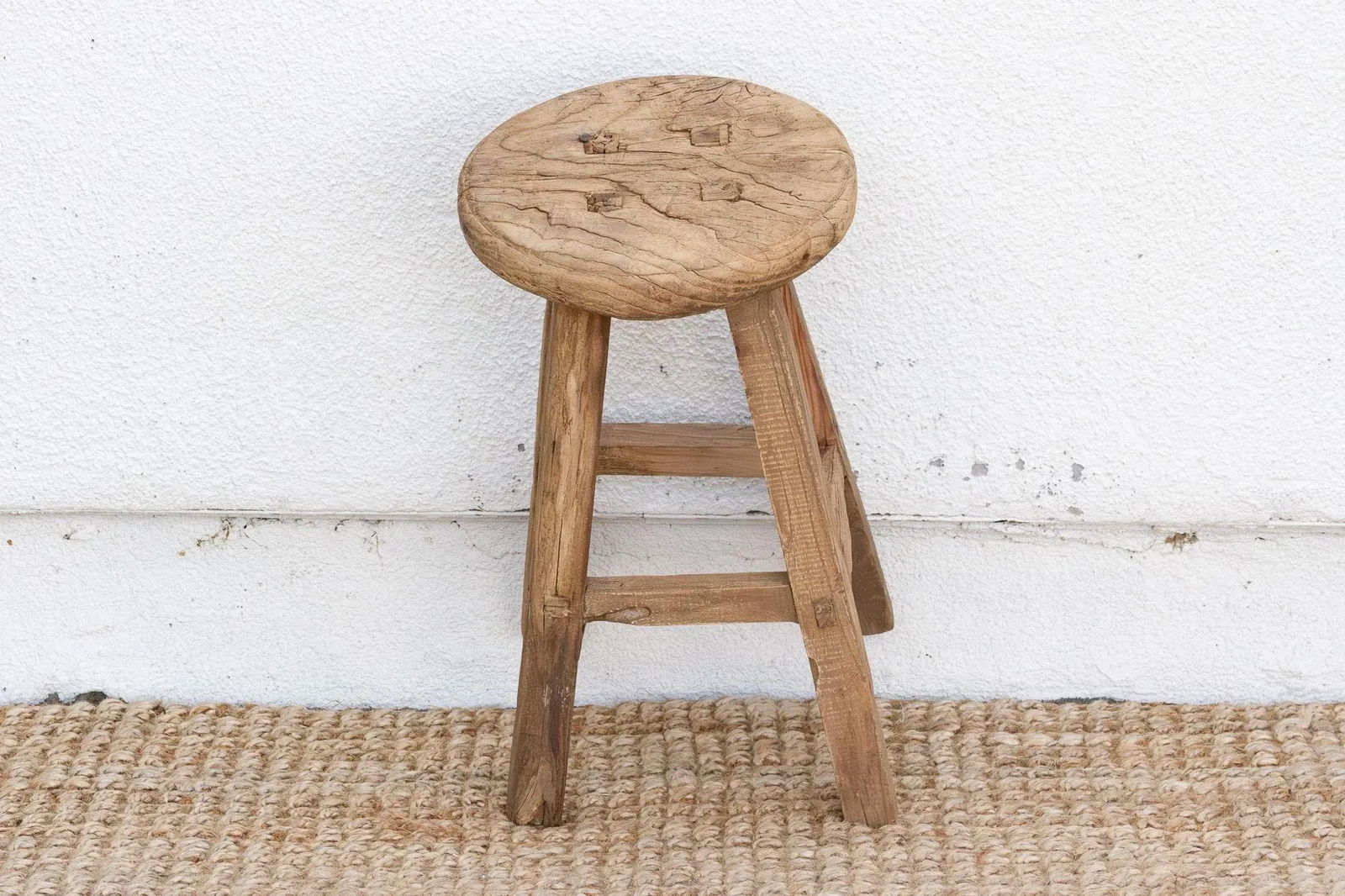 Antique Ocassional Stool With Elm Top - 7