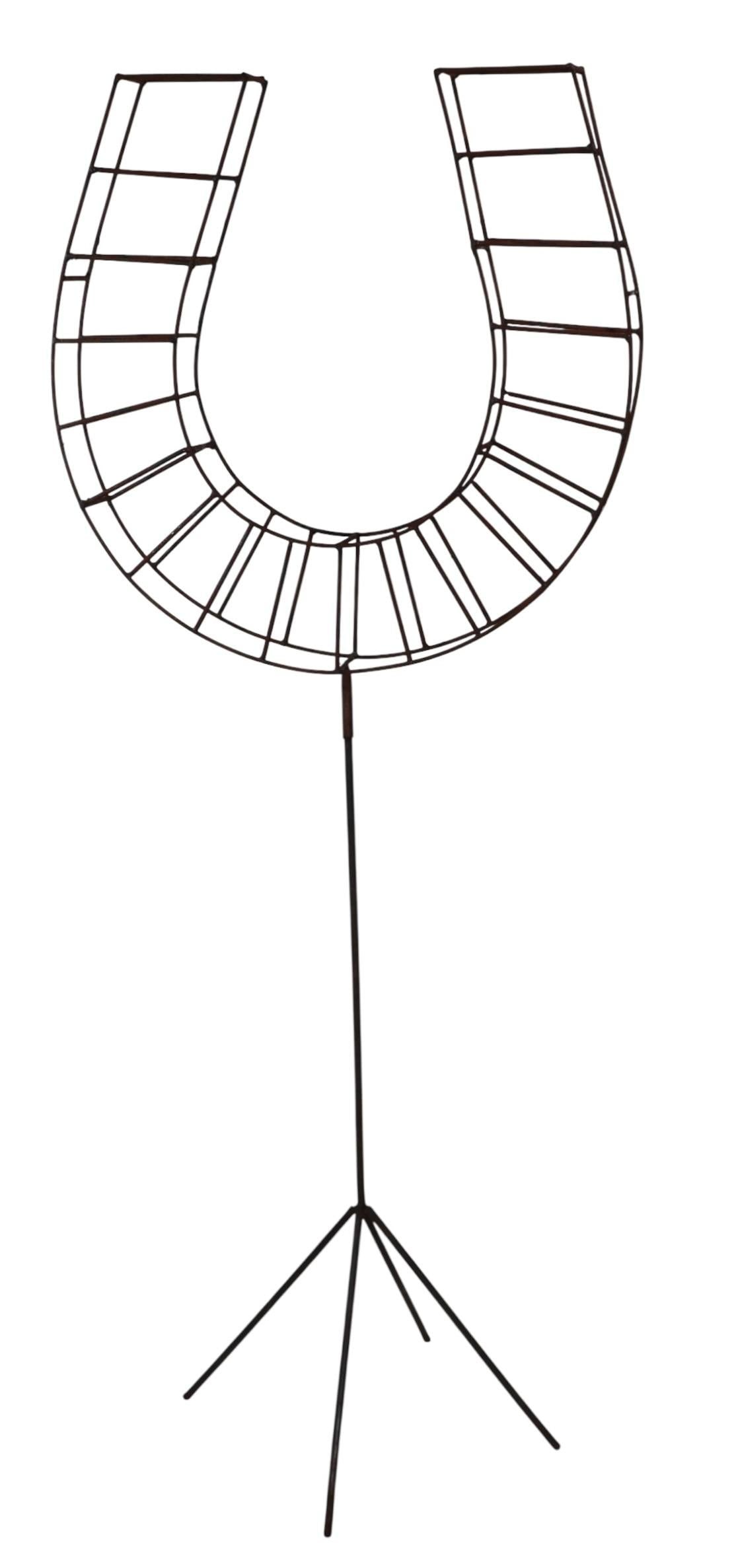 Mid Century Horseshoe Shape Wire Work Display Stand Garden Sculptural Objet - 2