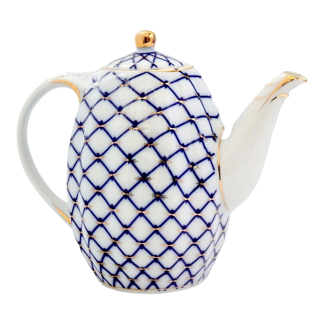 Porcelain 'Cobalt Net' Pattern Teapot (1 of 5)