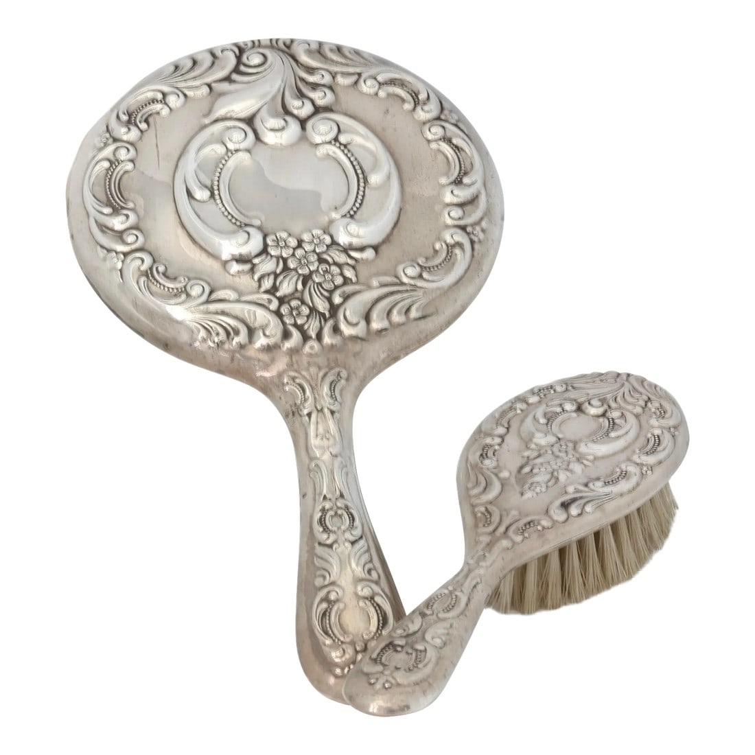 Sterling Silver Vanity Set With Hand Mirror & Brush (1 of 4)