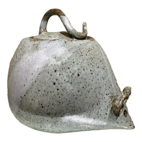 Vintage Pottery Cookie Jar Safekeeping in Mice Mouse Shape