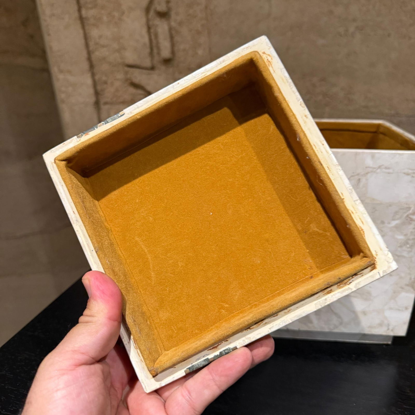 Maitland Smith Tessellated Stone & Brass Square Box Postmodern - 12