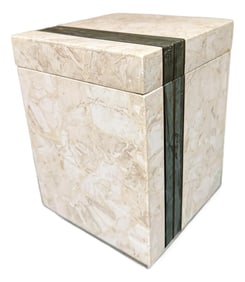 Maitland Smith Tessellated Stone & Brass Square Box Postmodern