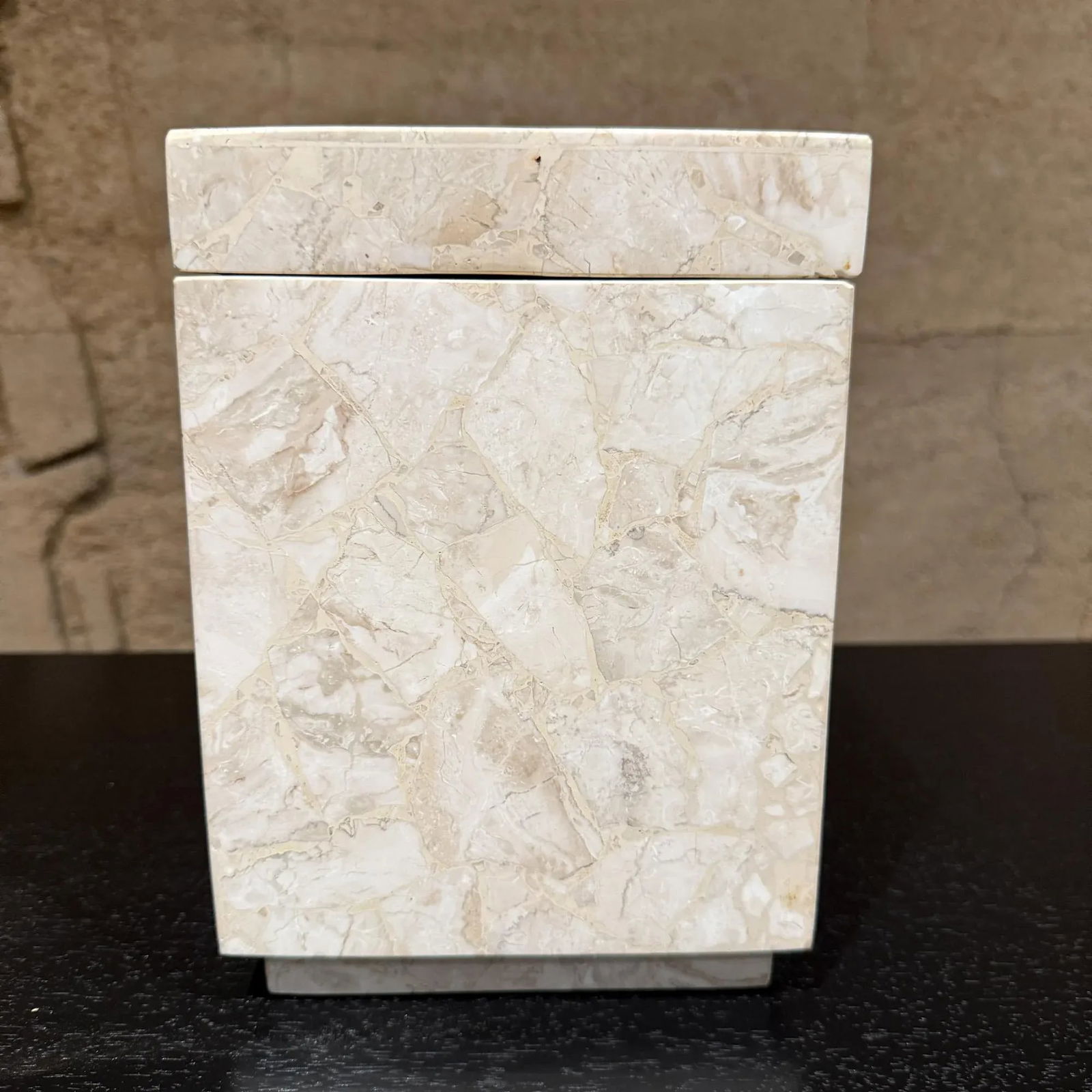 Maitland Smith Tessellated Stone & Brass Square Box Postmodern - 3
