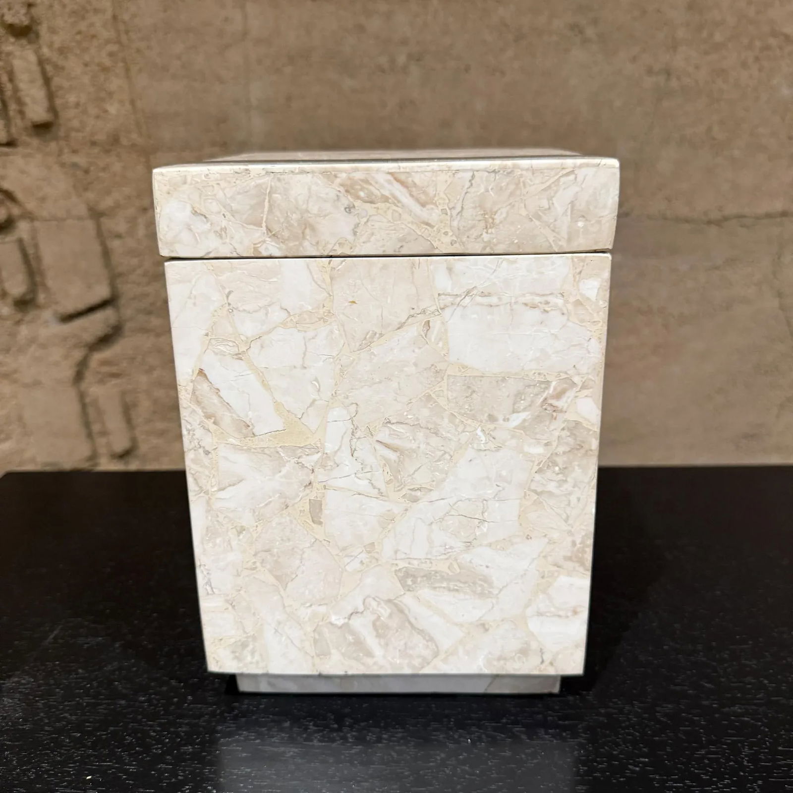 Maitland Smith Tessellated Stone & Brass Square Box Postmodern - 5