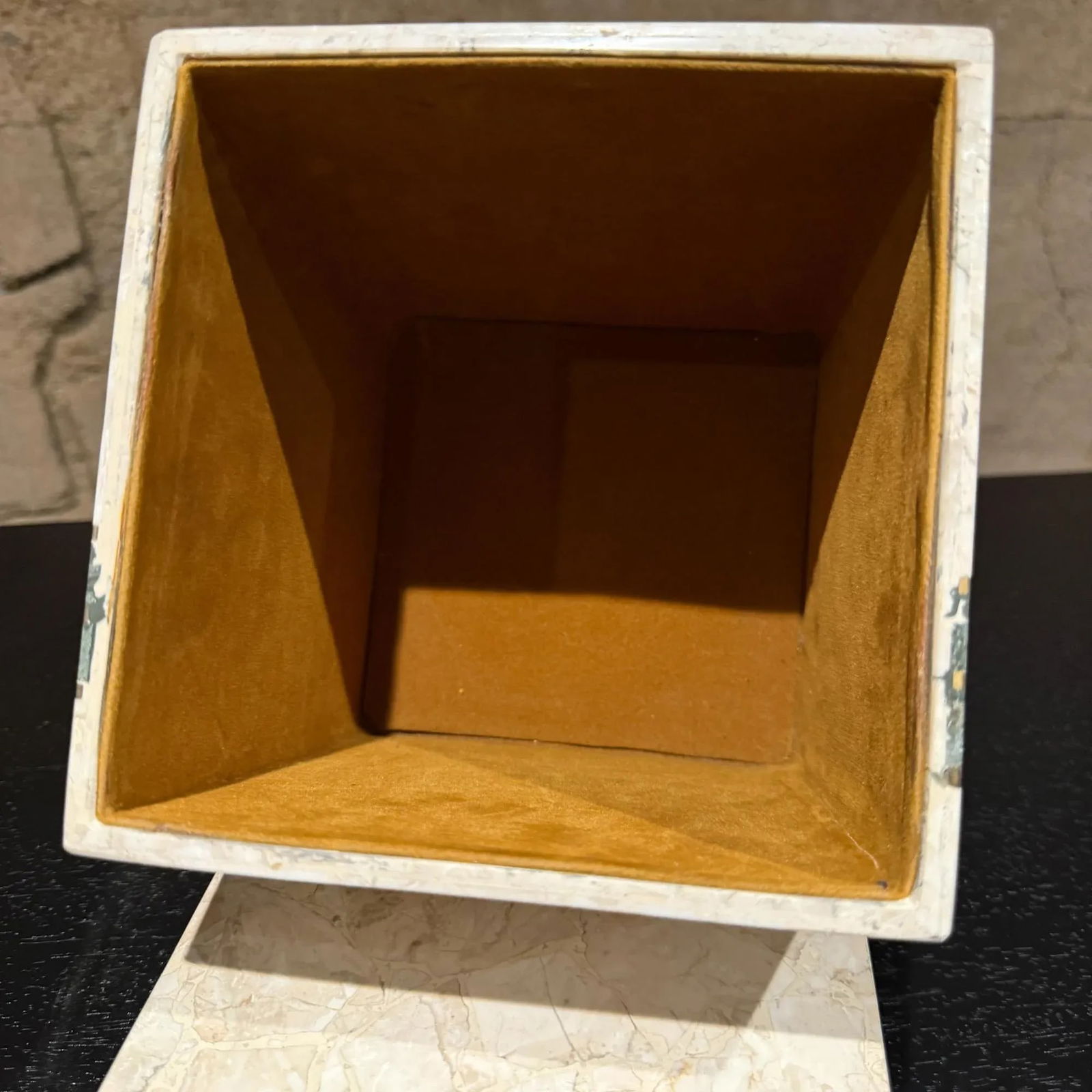Maitland Smith Tessellated Stone & Brass Square Box Postmodern - 8