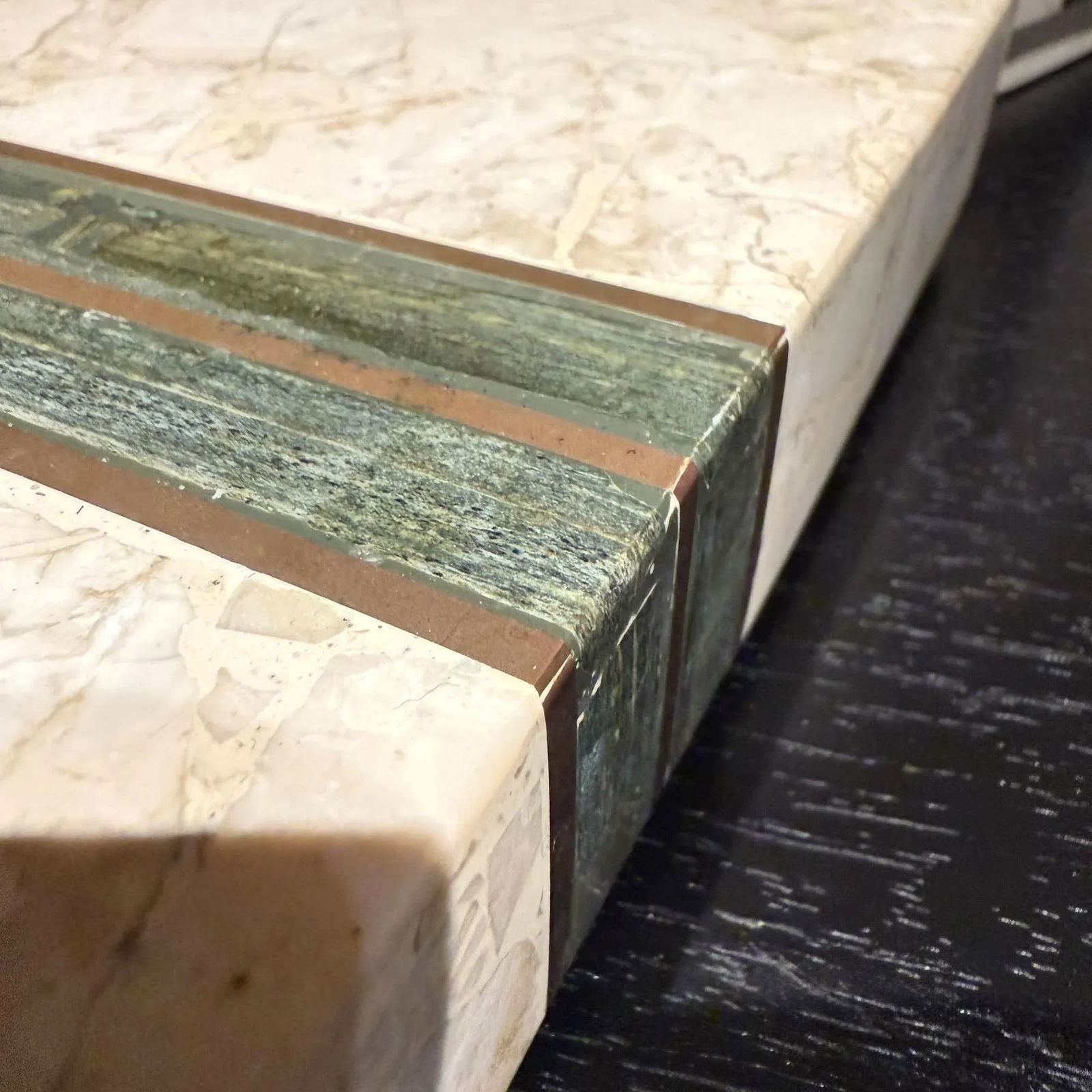 Maitland Smith Tessellated Stone & Brass Square Box Postmodern - 9