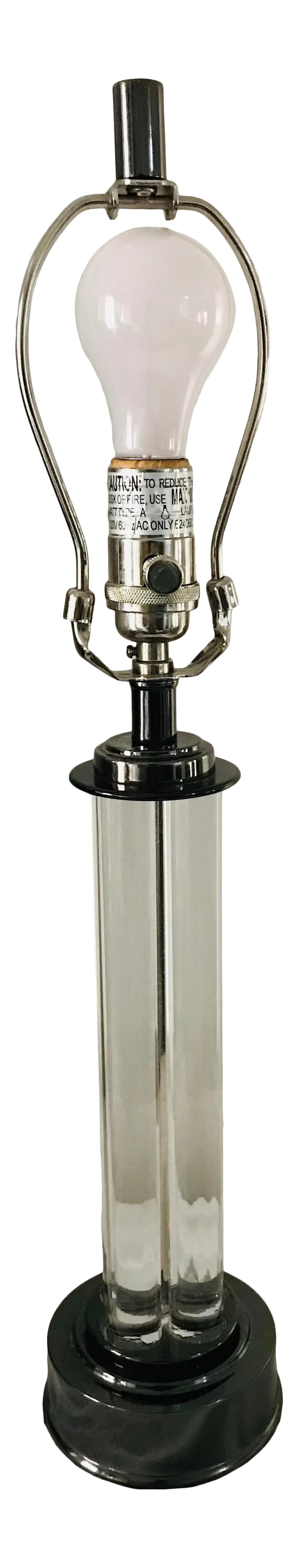 Vintage 1990s Robert Abbey Lucite Cylinder W/ Platinum Table Lamp (1 of 9)