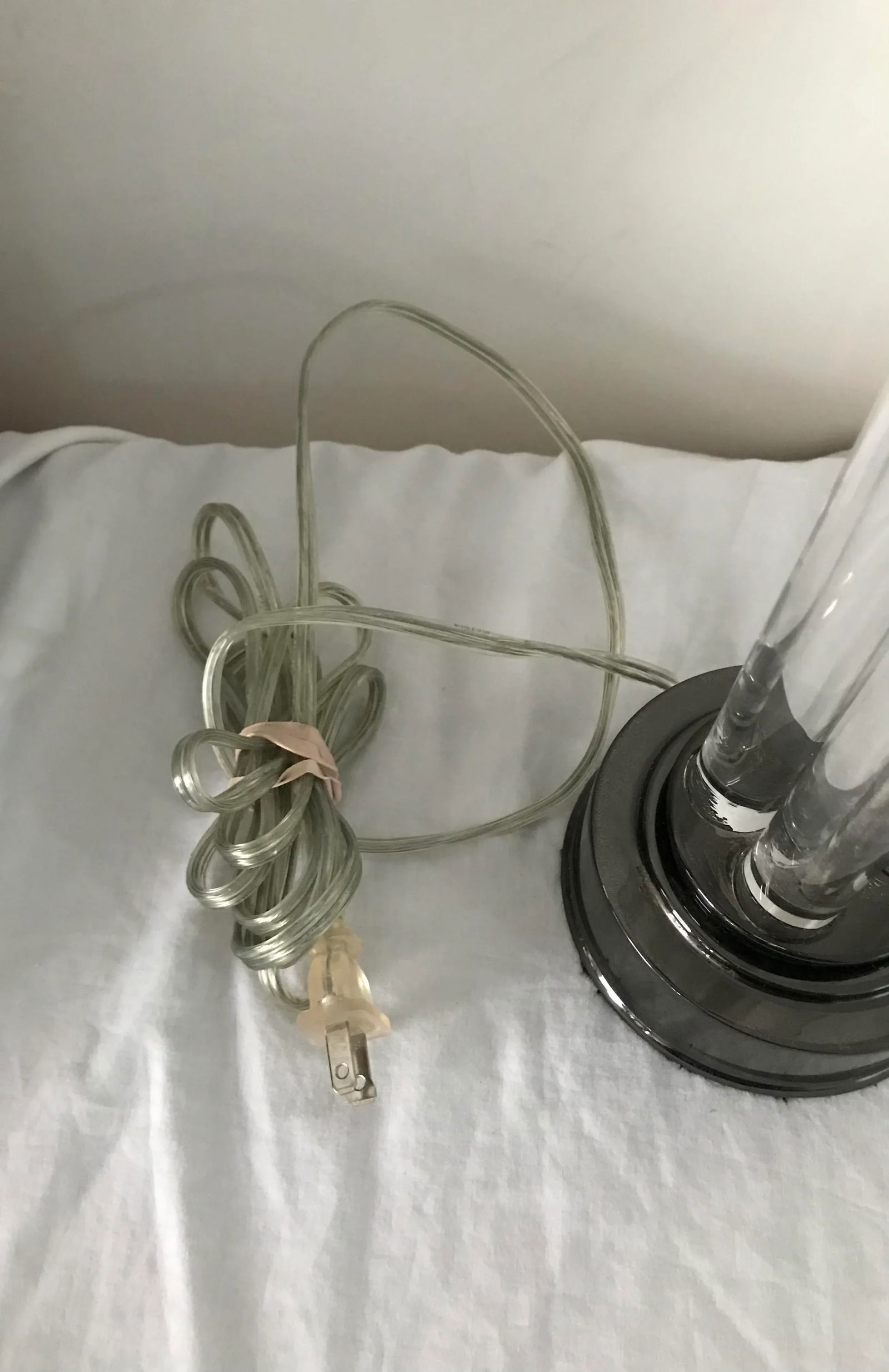 Vintage 1990s Robert Abbey Lucite Cylinder W/ Platinum Table Lamp - 4