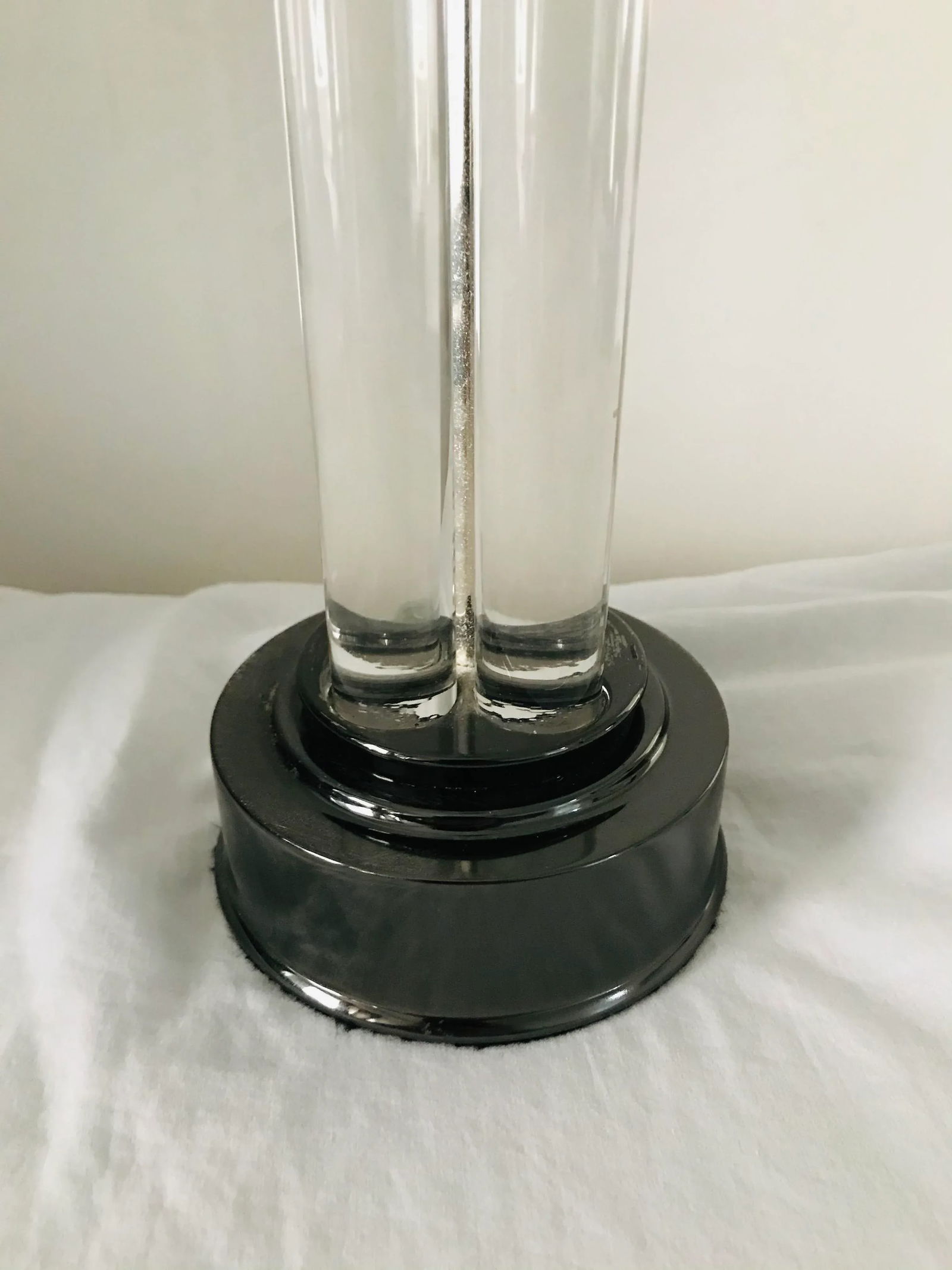 Vintage 1990s Robert Abbey Lucite Cylinder W/ Platinum Table Lamp - 8