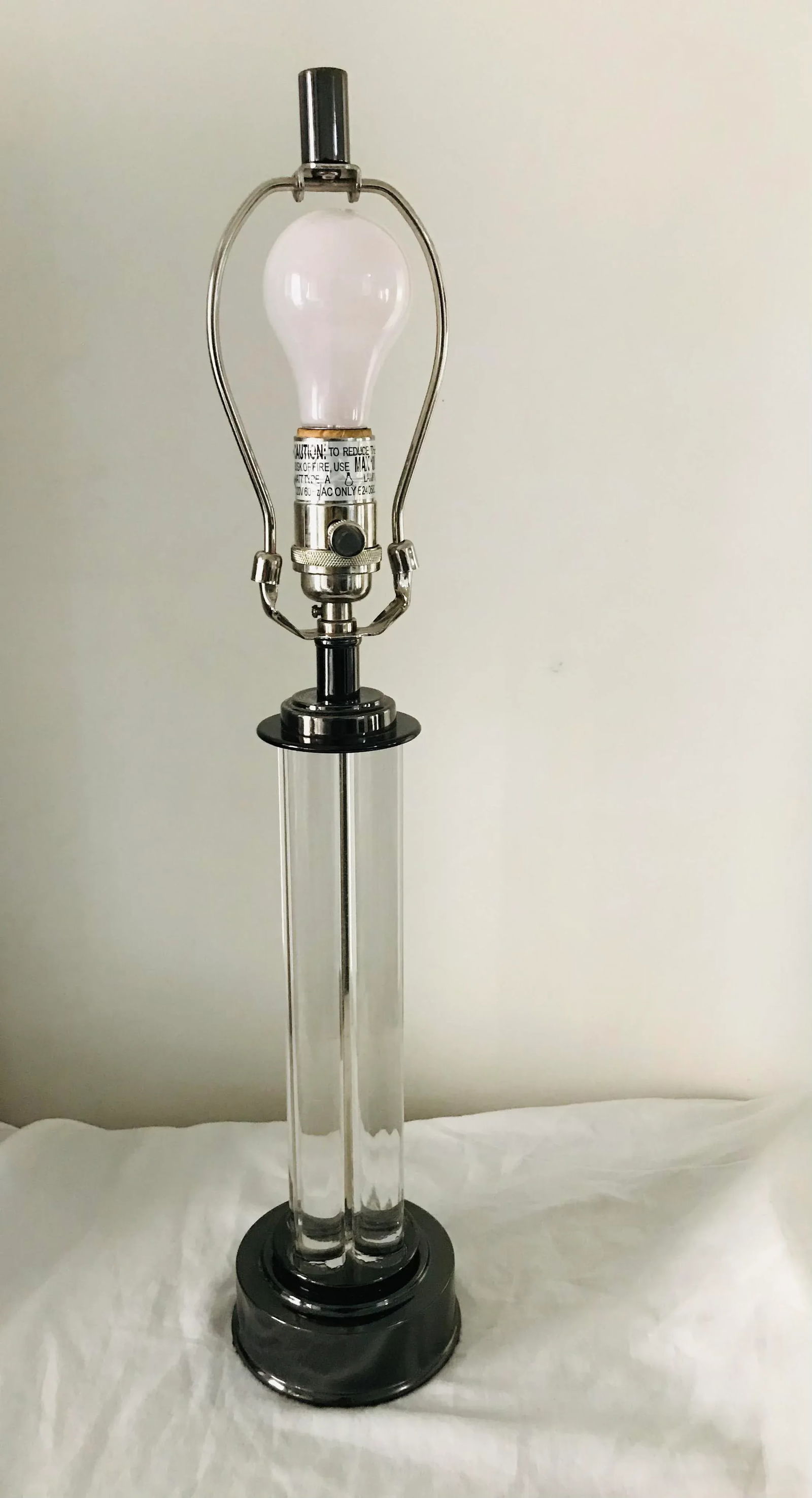 Vintage 1990s Robert Abbey Lucite Cylinder W/ Platinum Table Lamp - 9