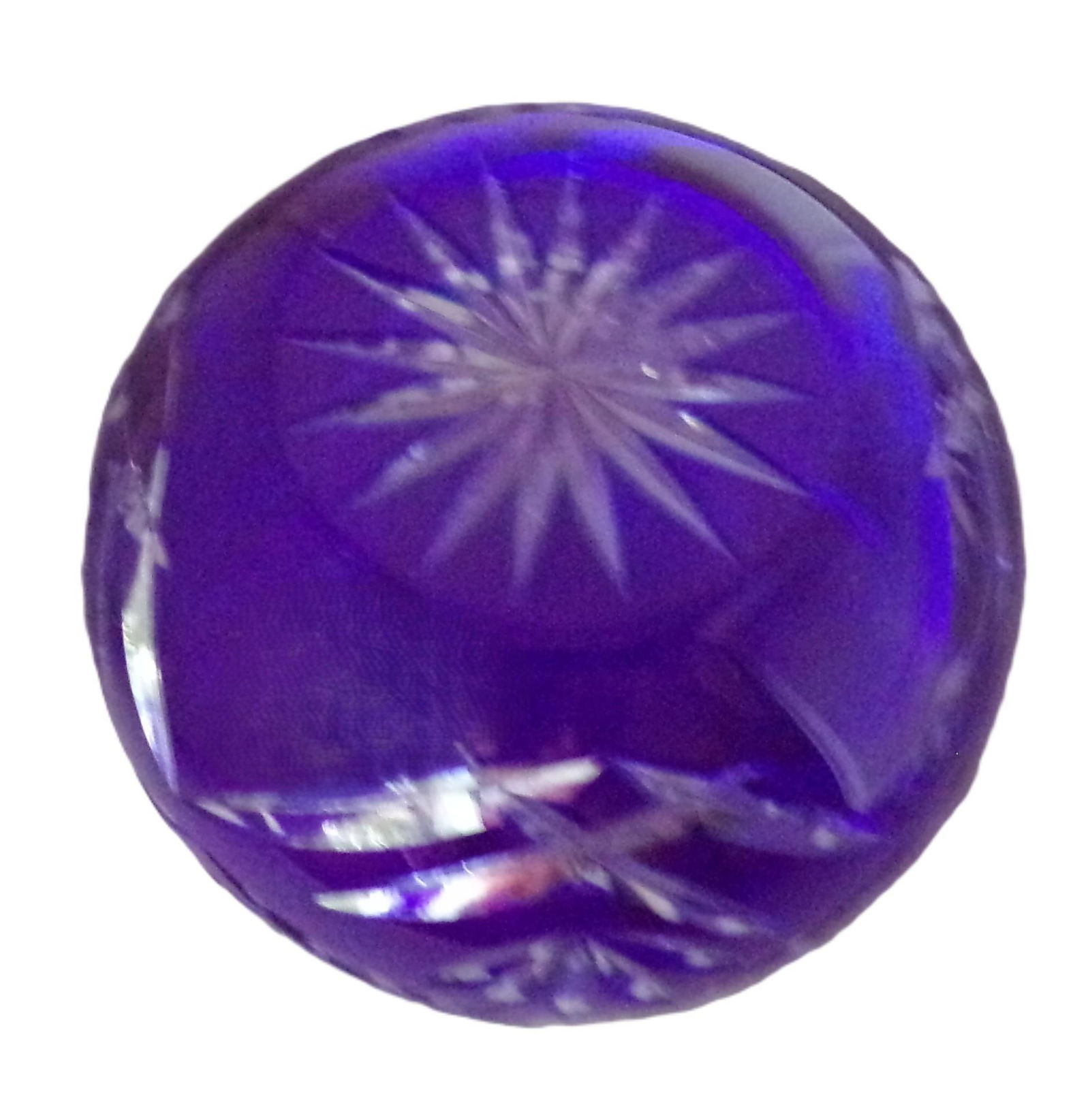 4 Inch Tall Cobalt Blue Cut to Clear Crystal Vase - 5