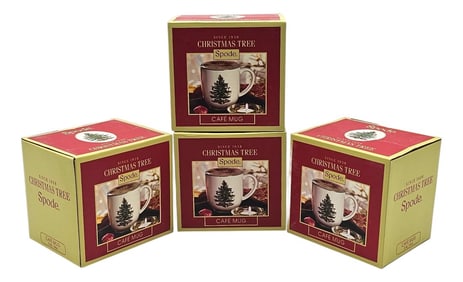 Spode Christmas Tree Café Mugs, Set of 4, 14oz Gift Boxed