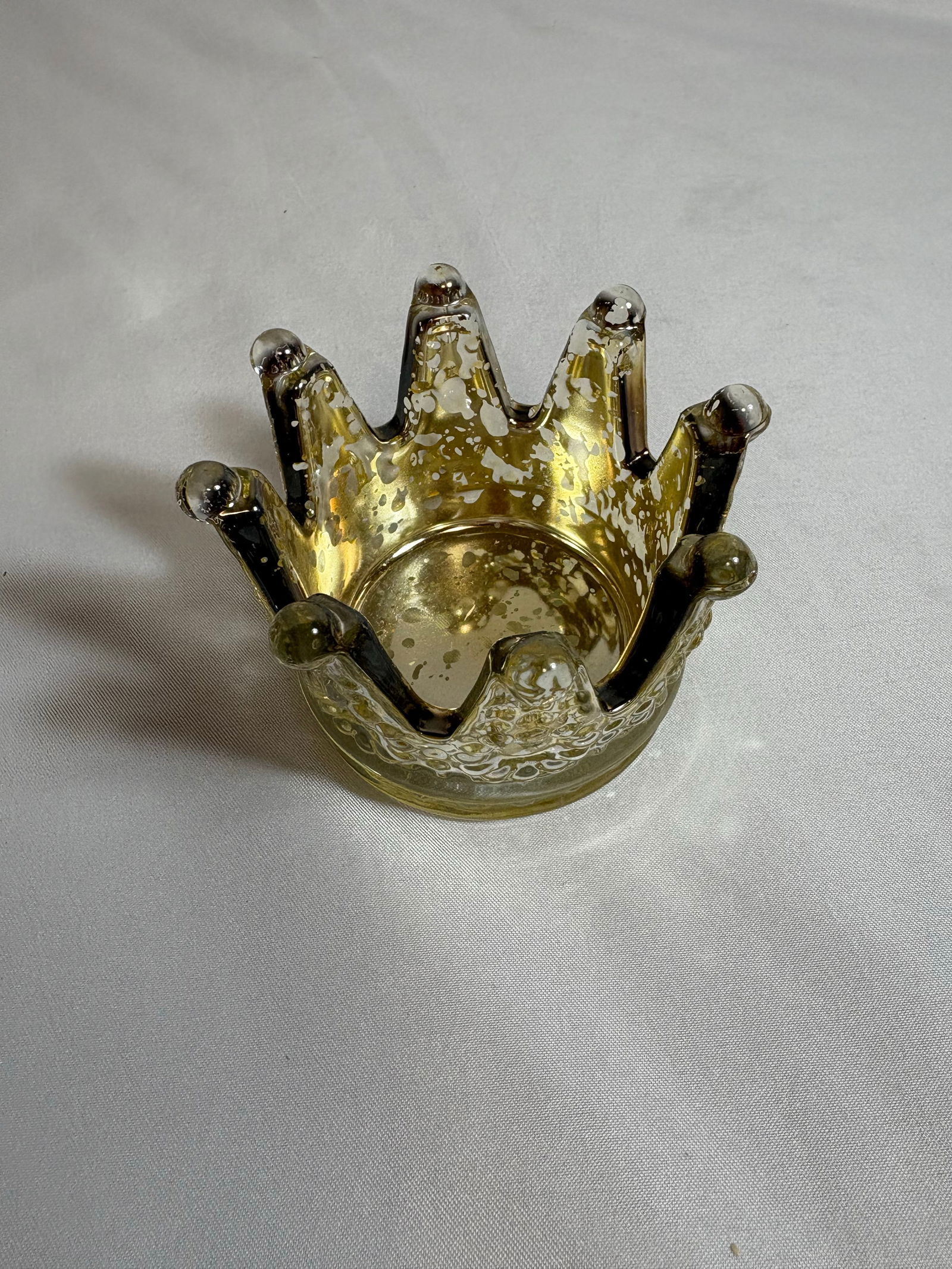 1950s Hollywood Regency Crown Inspired Brass and Glass Candle Holders- a Pair - 3