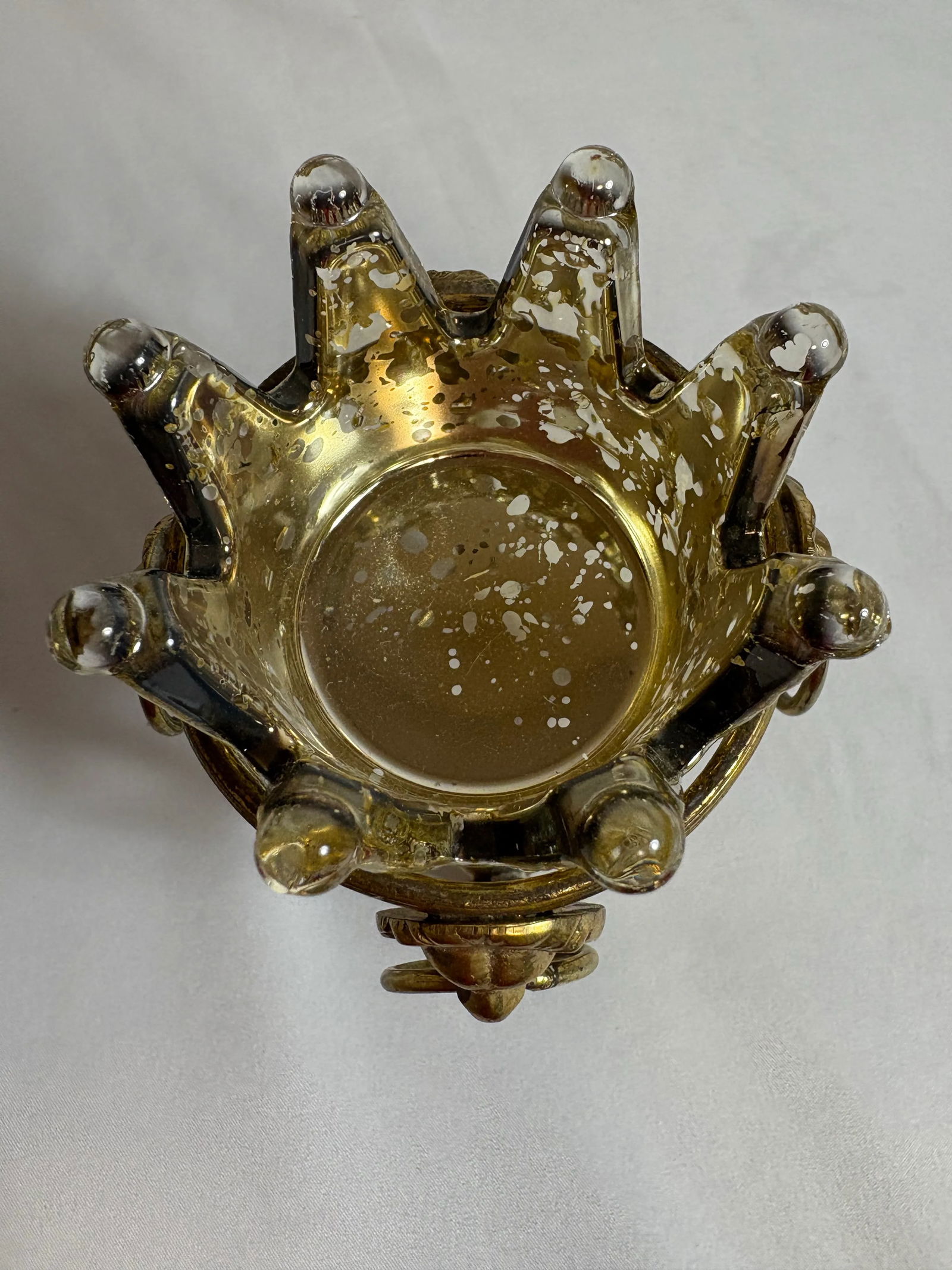 1950s Hollywood Regency Crown Inspired Brass and Glass Candle Holders- a Pair - 6