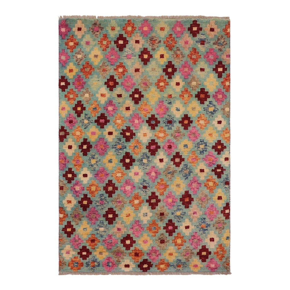 Contemporary Balochi Jayvon Hand Knotted Wool Rug - 3'2'' X 4'10'': A mesmerizing addition to any decor, this exhilarating hand-knotted rug featuring exquisite coloration in an intricate design is made by skilled artisans capable of creating the most exceptional